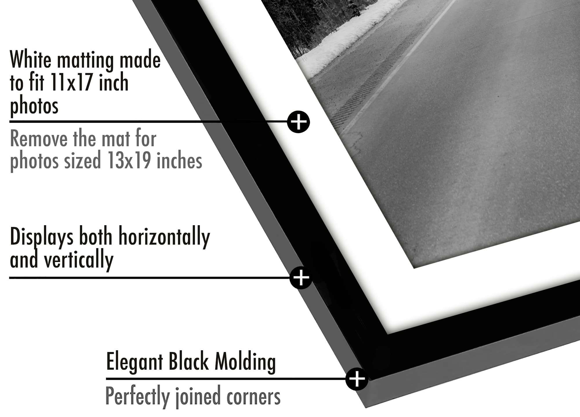 Americanflat frame with hardware for vertical or horizontal mounting.