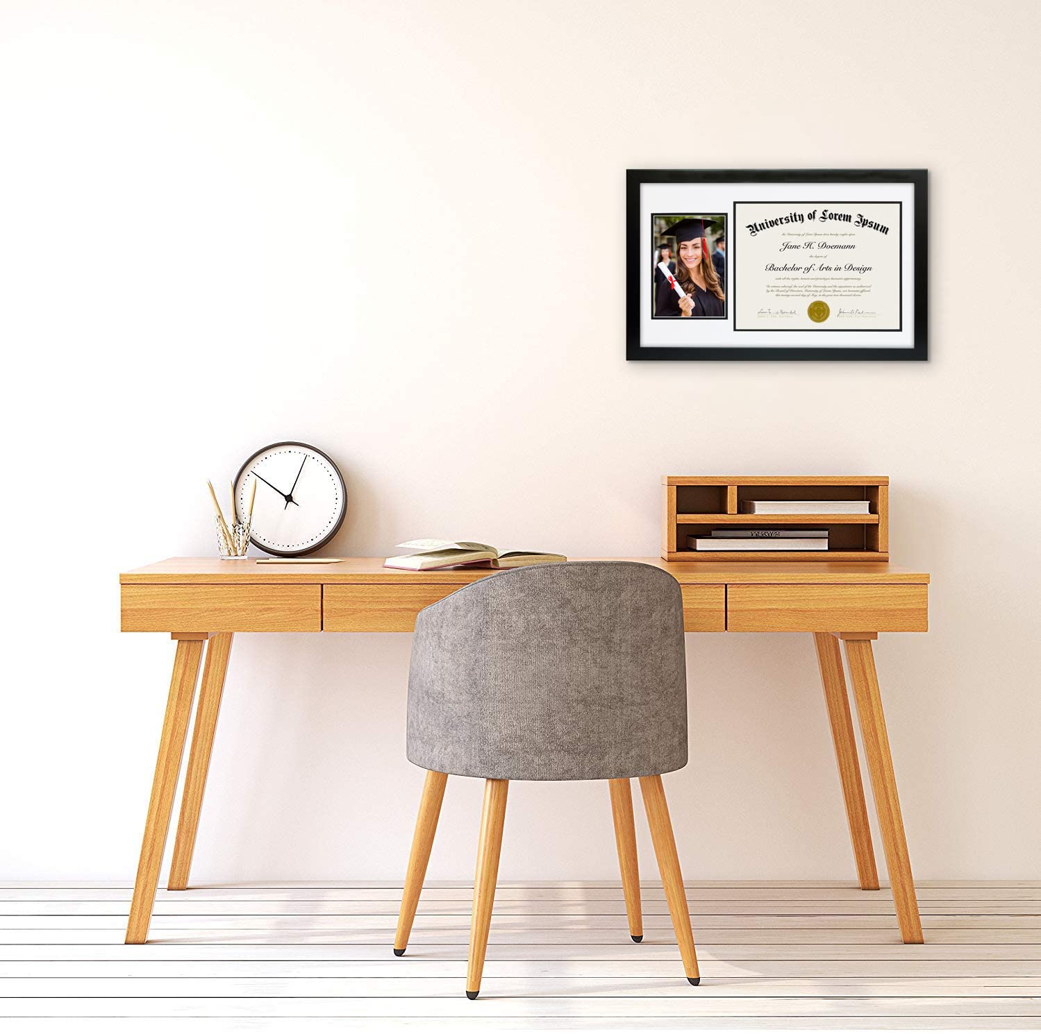 Americanflat hanging hardware supports vertical and horizontal wall display.