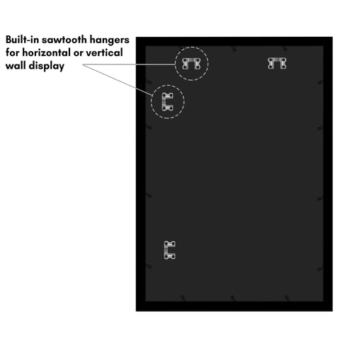 Americanflat hanging hardware supports vertical or horizontal wall layouts