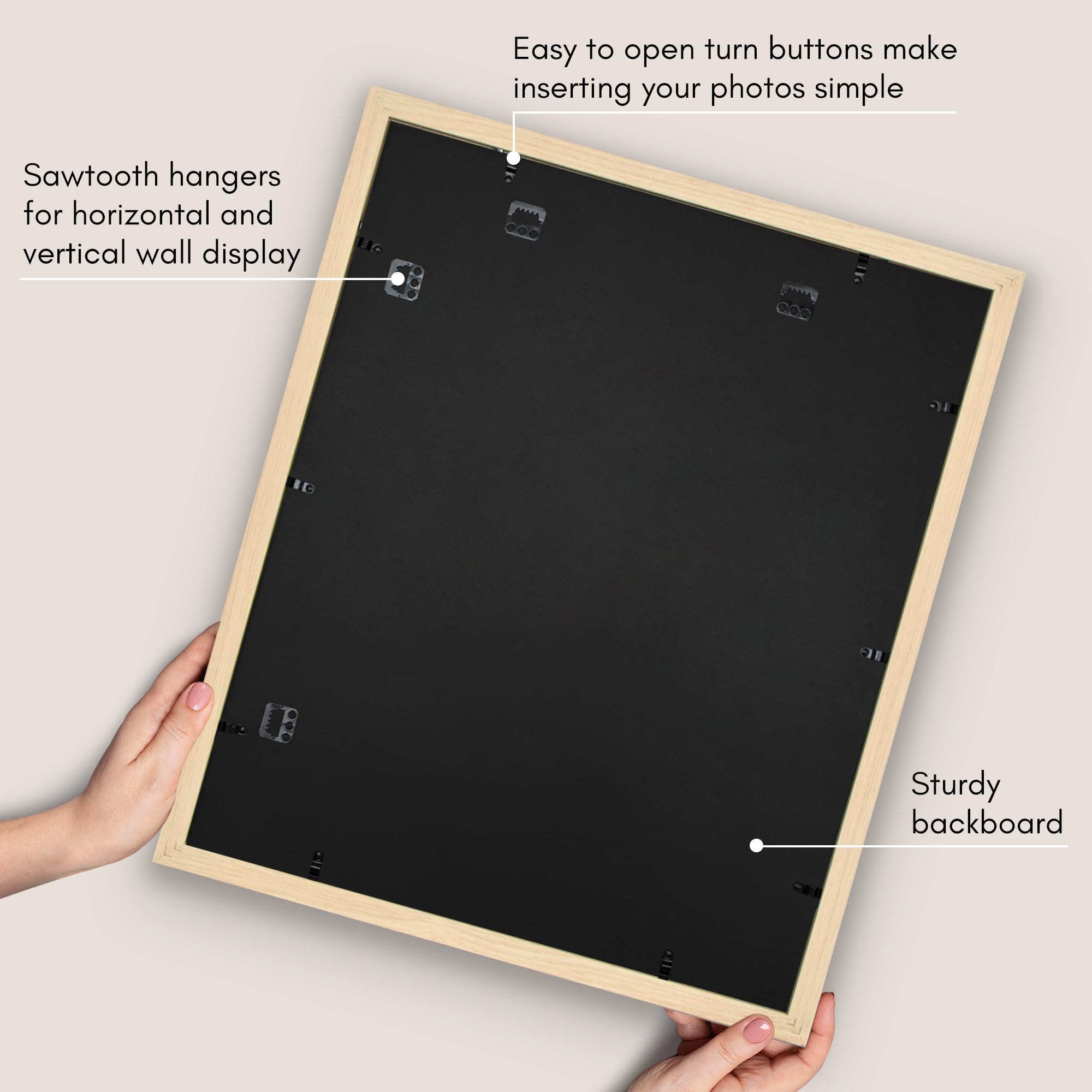 Americanflat frame includes vertical and horizontal hardware for easy wall mounting.