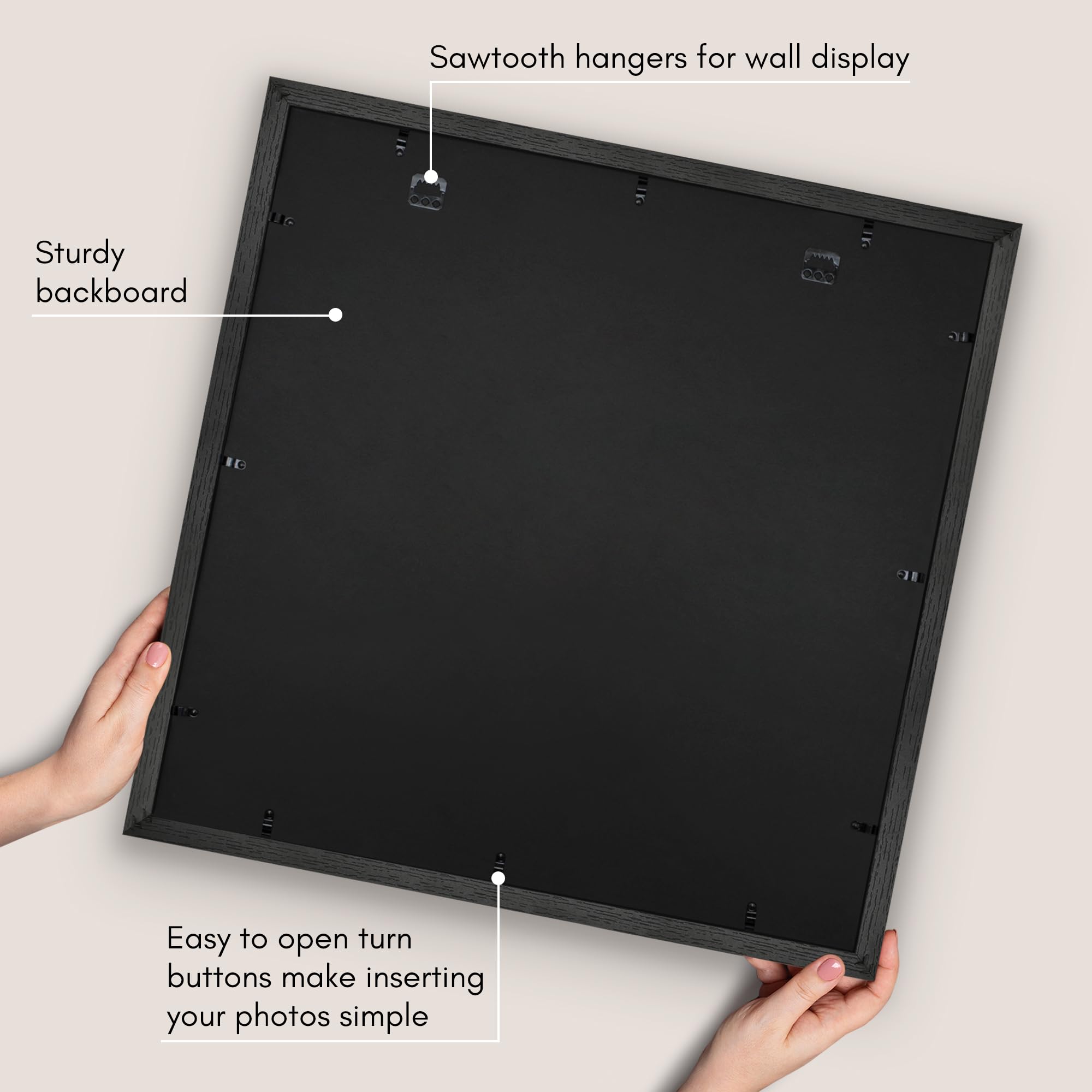 Americanflat Hudson frame black woodgrain finish complements any decor