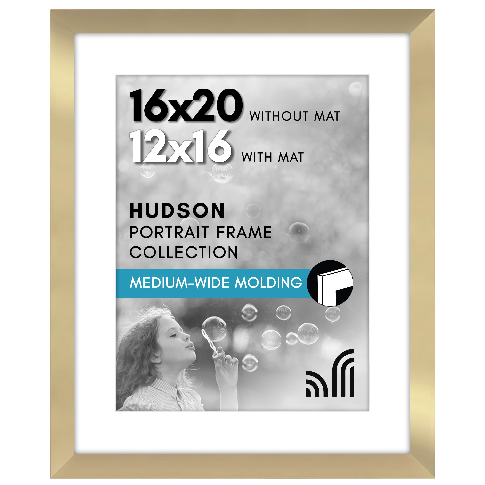 Americanflat Hudson Collection 16x20 frame with polished plexiglass for crystal-clear display