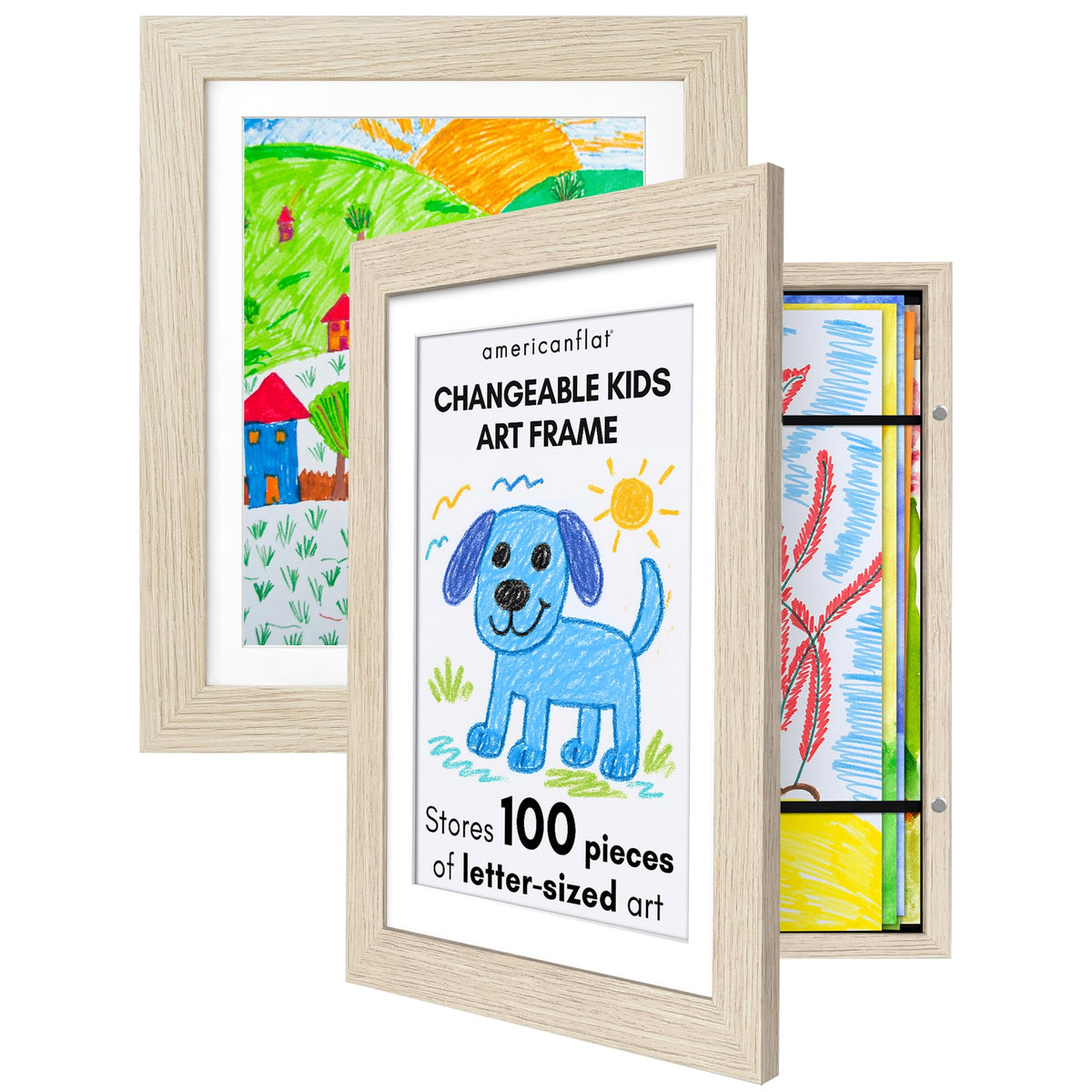 Americanflat My Mini Masterpiece 2-pack front-loading frame showcasing kid art with easy swap