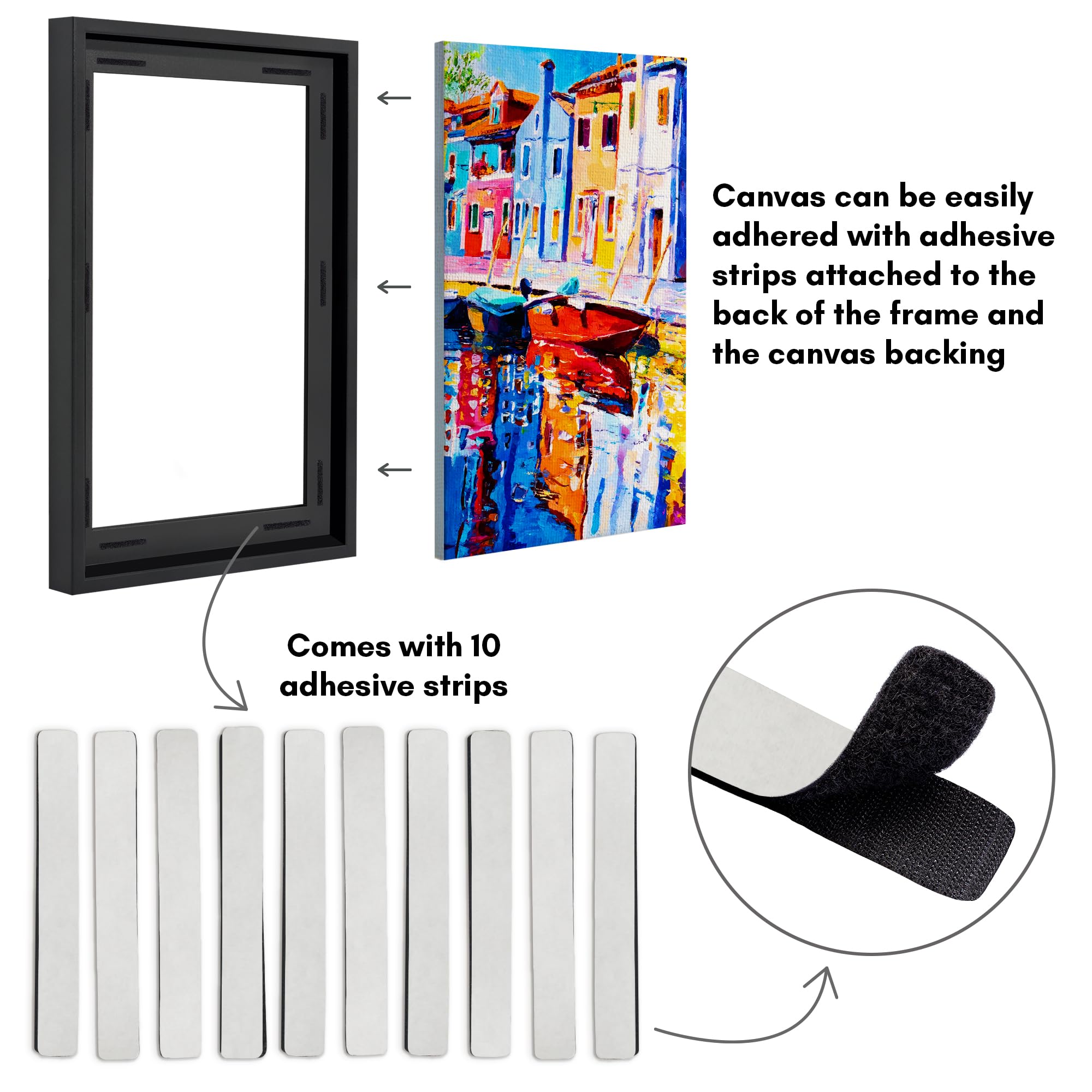 Americanflat open-back frame accommodates canvases up to 1 inch thick smoothly
