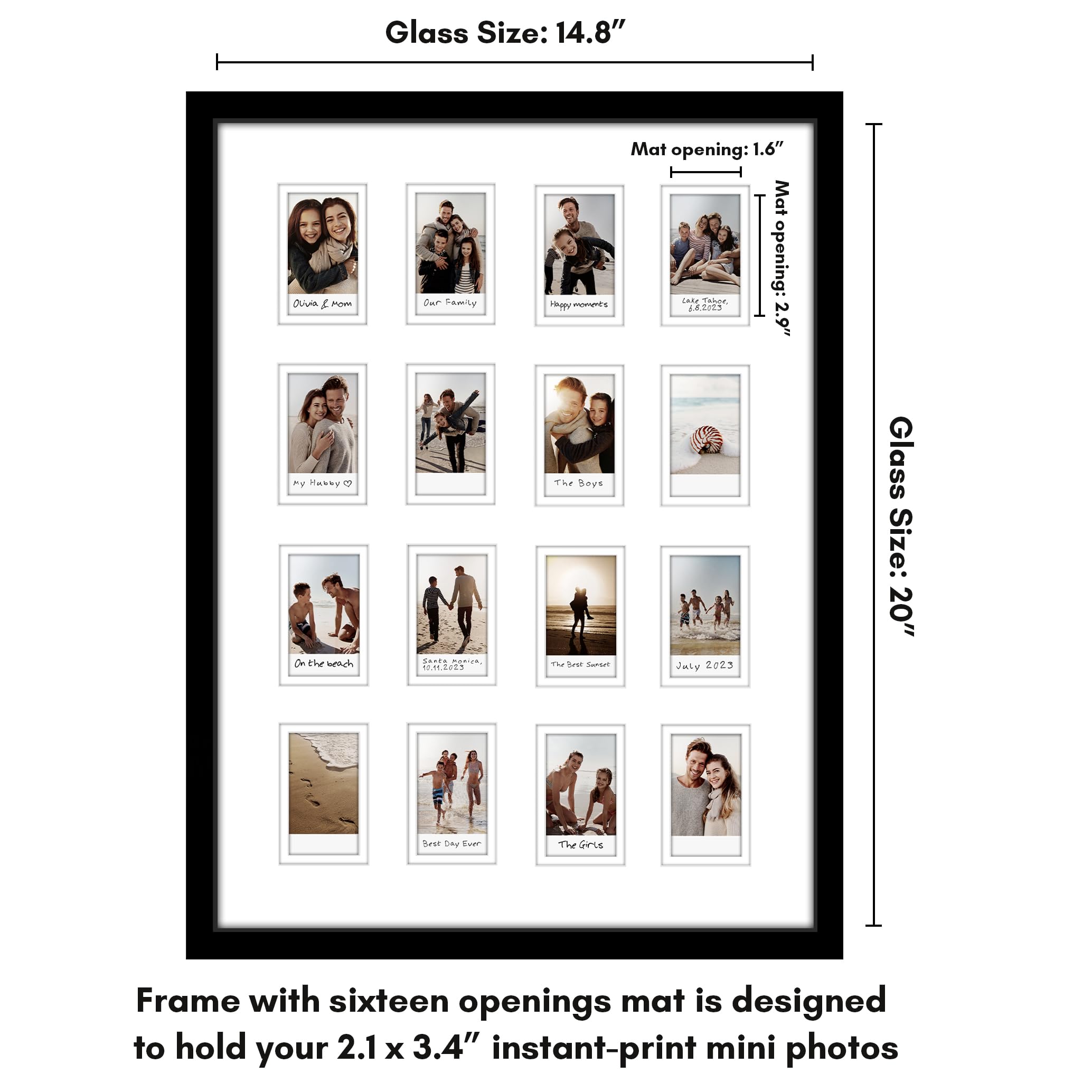 Americanflat frame with polished plexiglass front protects photos from dust