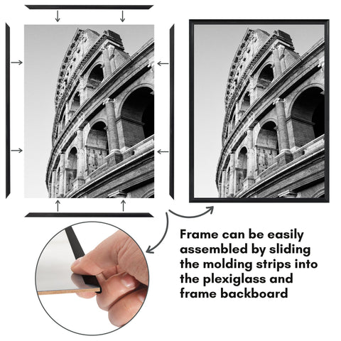 Slide-in moldings by Americanflat enable quick photo swaps.