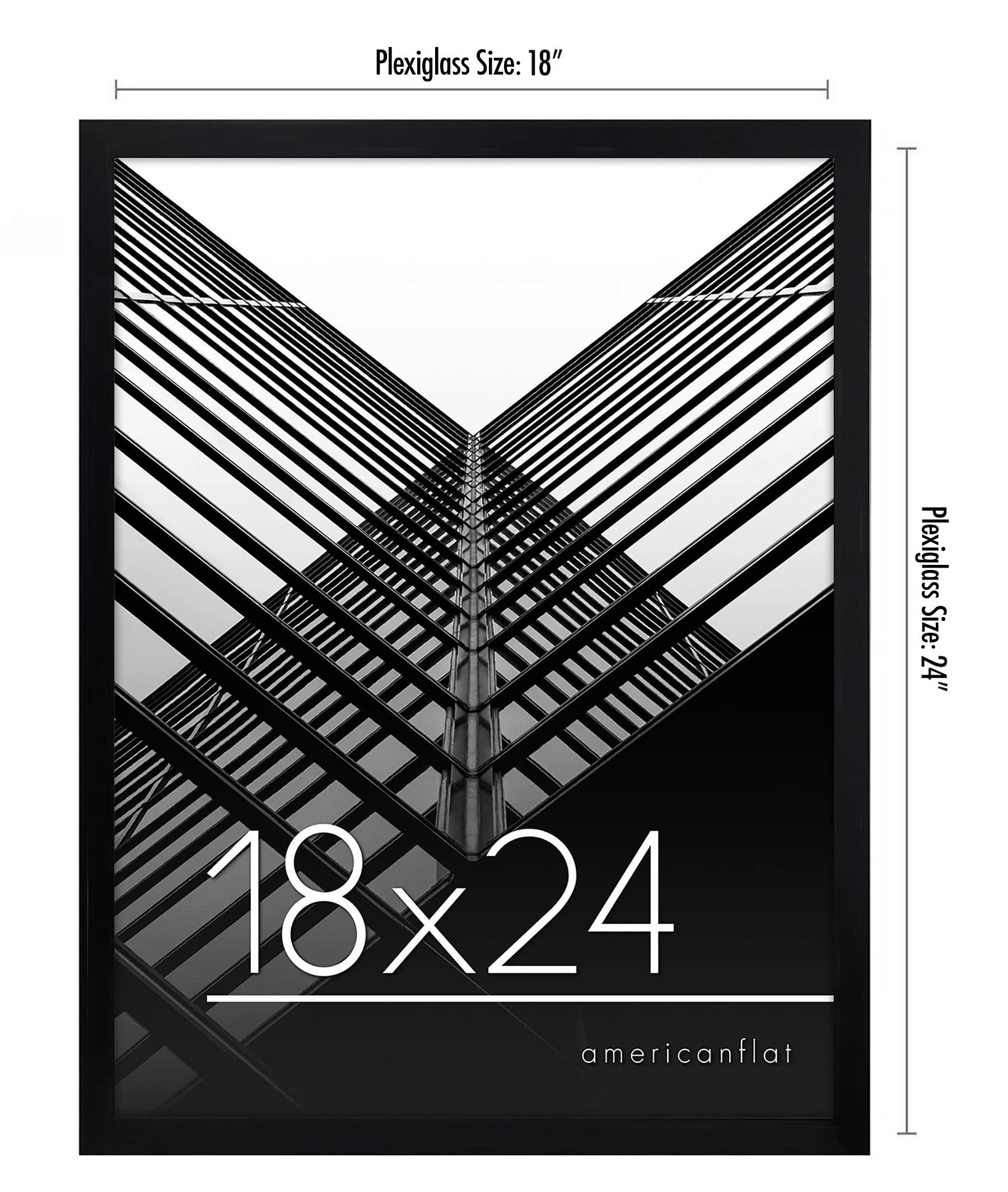Americanflat slim black frame highlights 18x24 artwork with a modern, minimalist border.