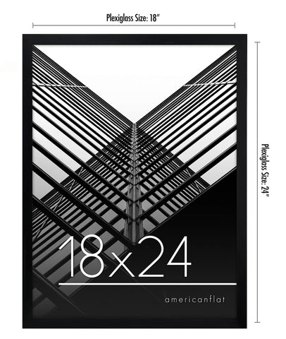 Americanflat slim black frame highlights 18x24 artwork with a modern, minimalist border.