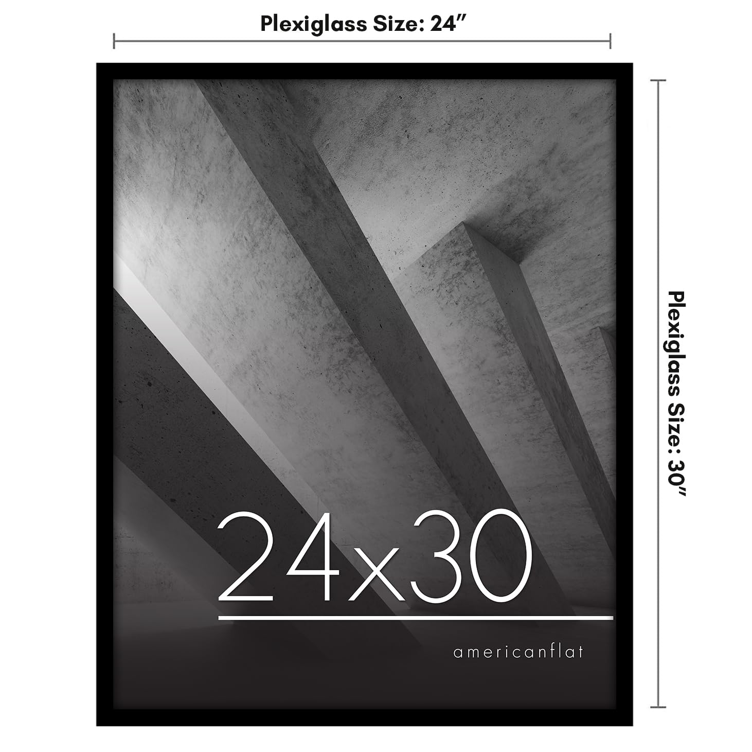 Americanflat slim black frame with modern molding for wall display
