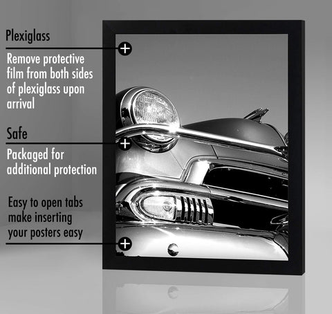 Sturdy backboard keeps photos securely in place on wall displays