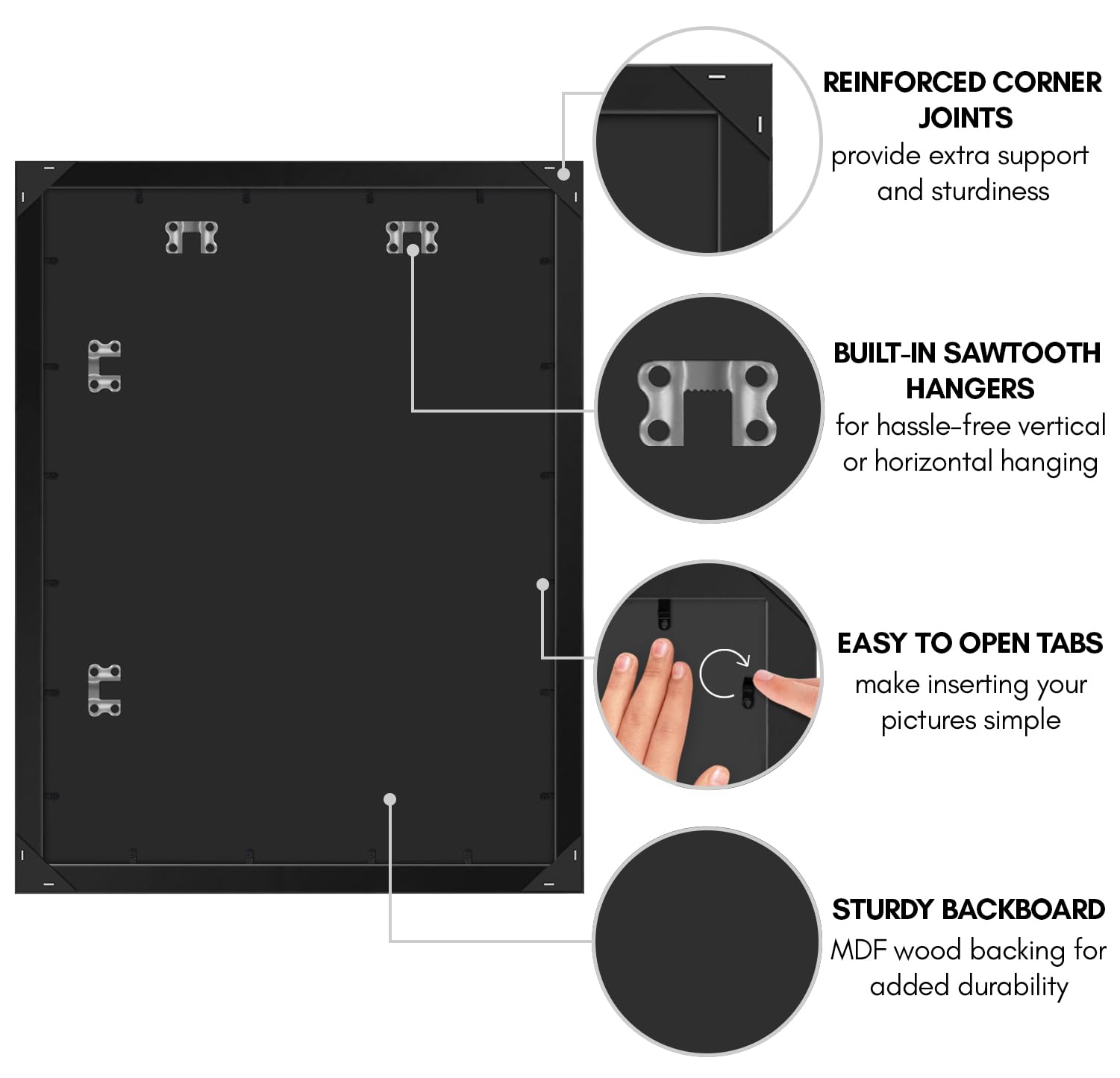 Americanflat frame includes a sturdy backboard to keep memories secure.