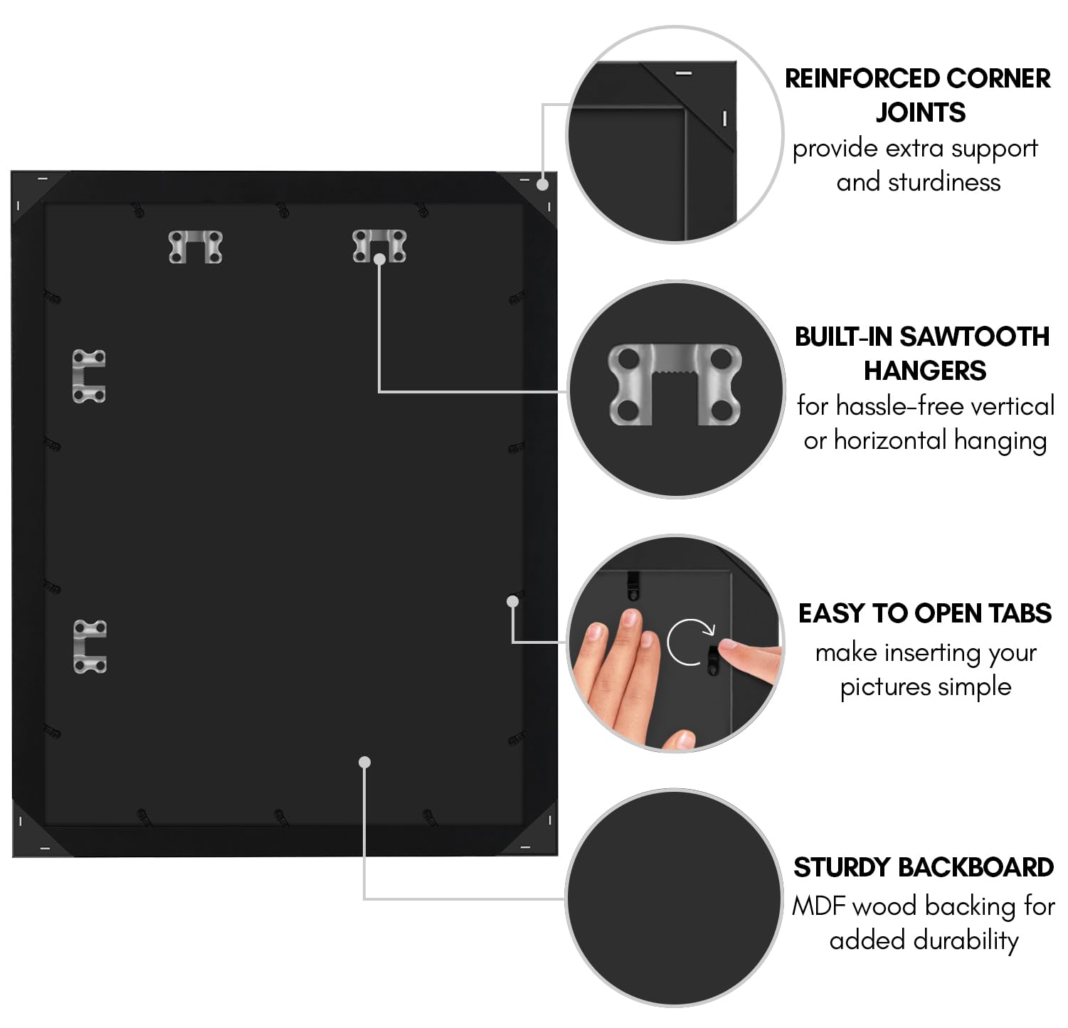 Turn buttons on the Americanflat frame enable easy photo swaps