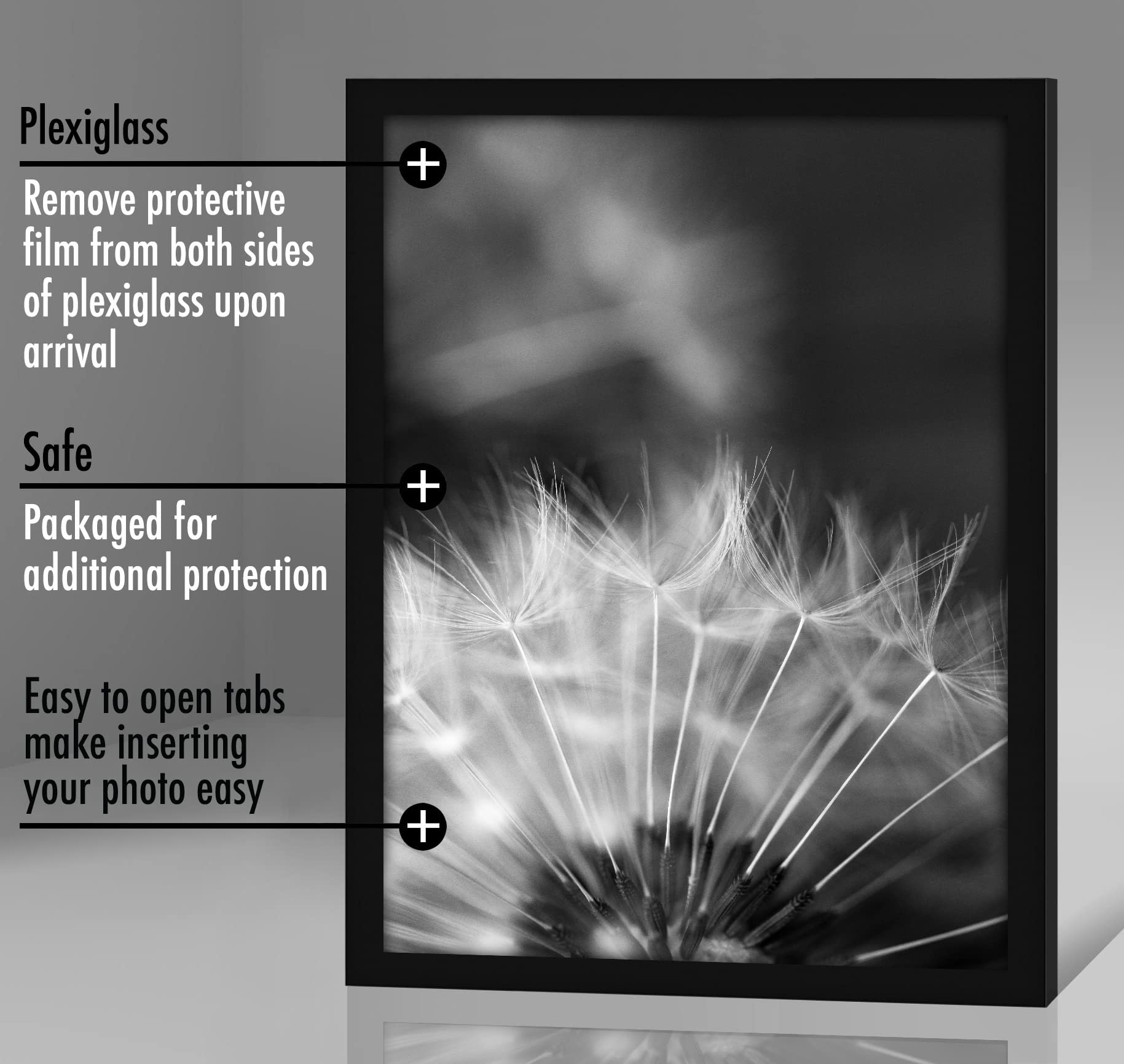 Americanflat frame supports vertical or horizontal wall display for flexible layouts.