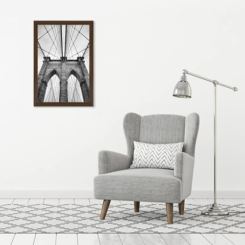 Frame shown in vertical and horizontal orientations with mounting hardware