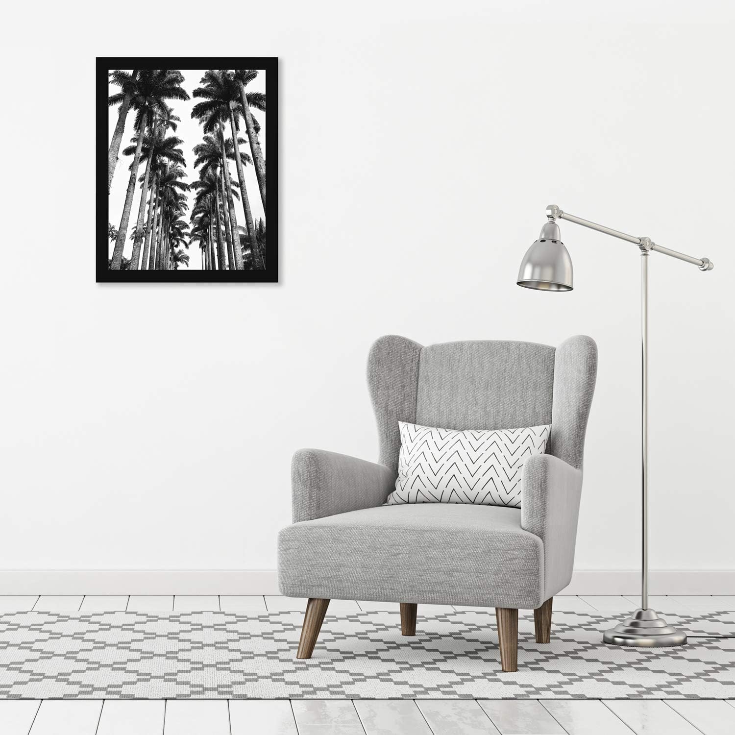 Americanflat frame with vertical or horizontal hardware for flexible wall mounting.