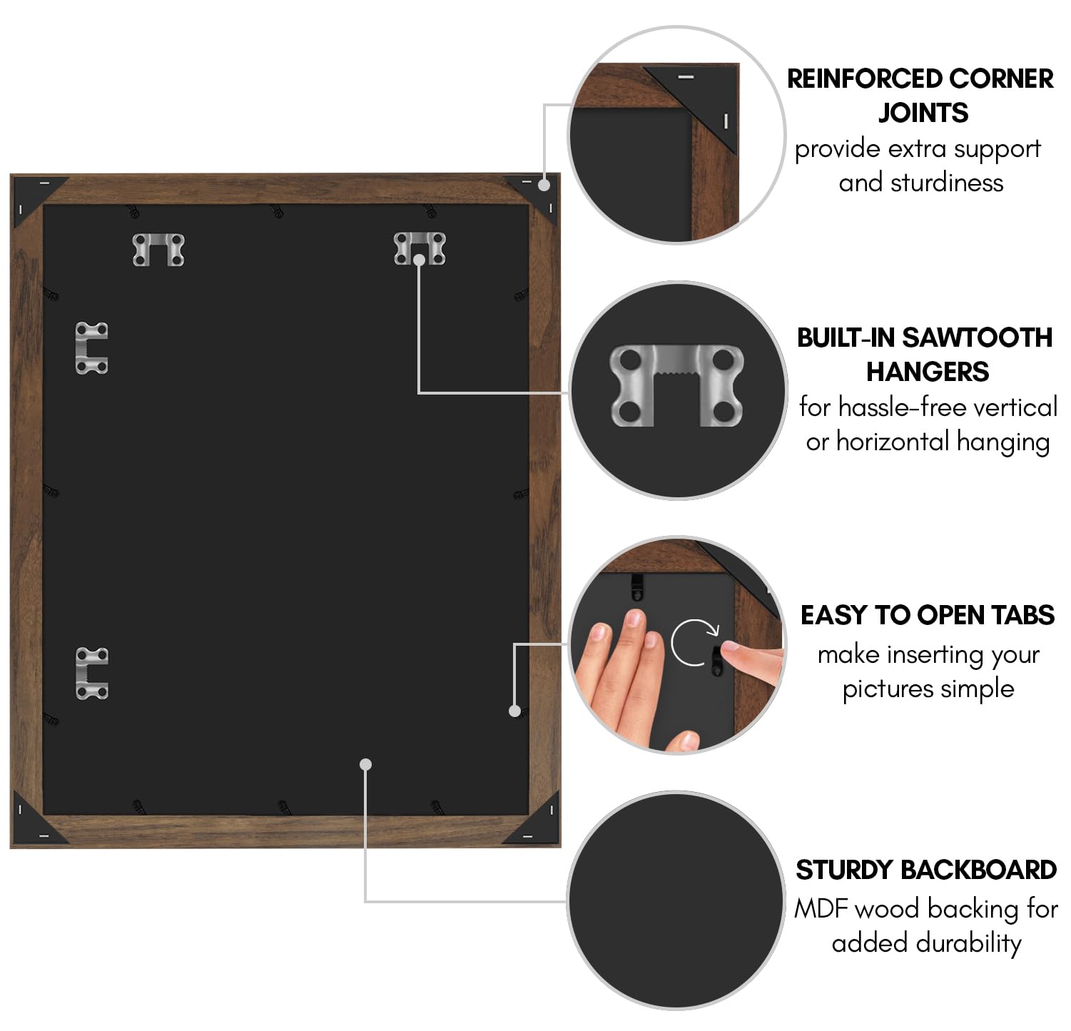 Americanflat frame includes vertical and horizontal hanging hardware for versatile wall layouts