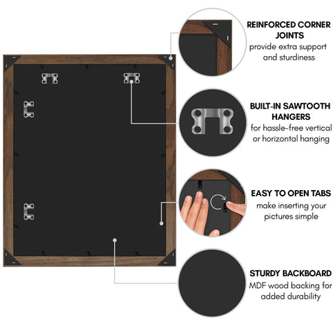 Americanflat frame includes vertical and horizontal hanging hardware for versatile wall layouts