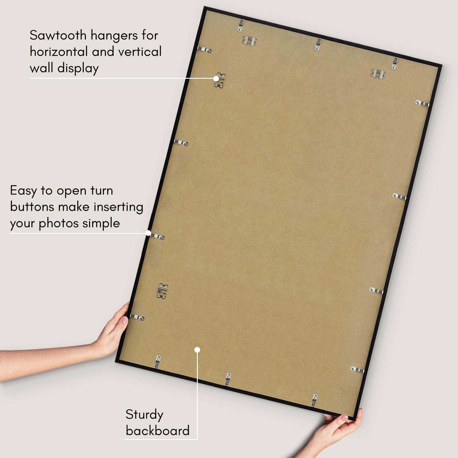 Americanflat frame supporting vertical or horizontal hanging options