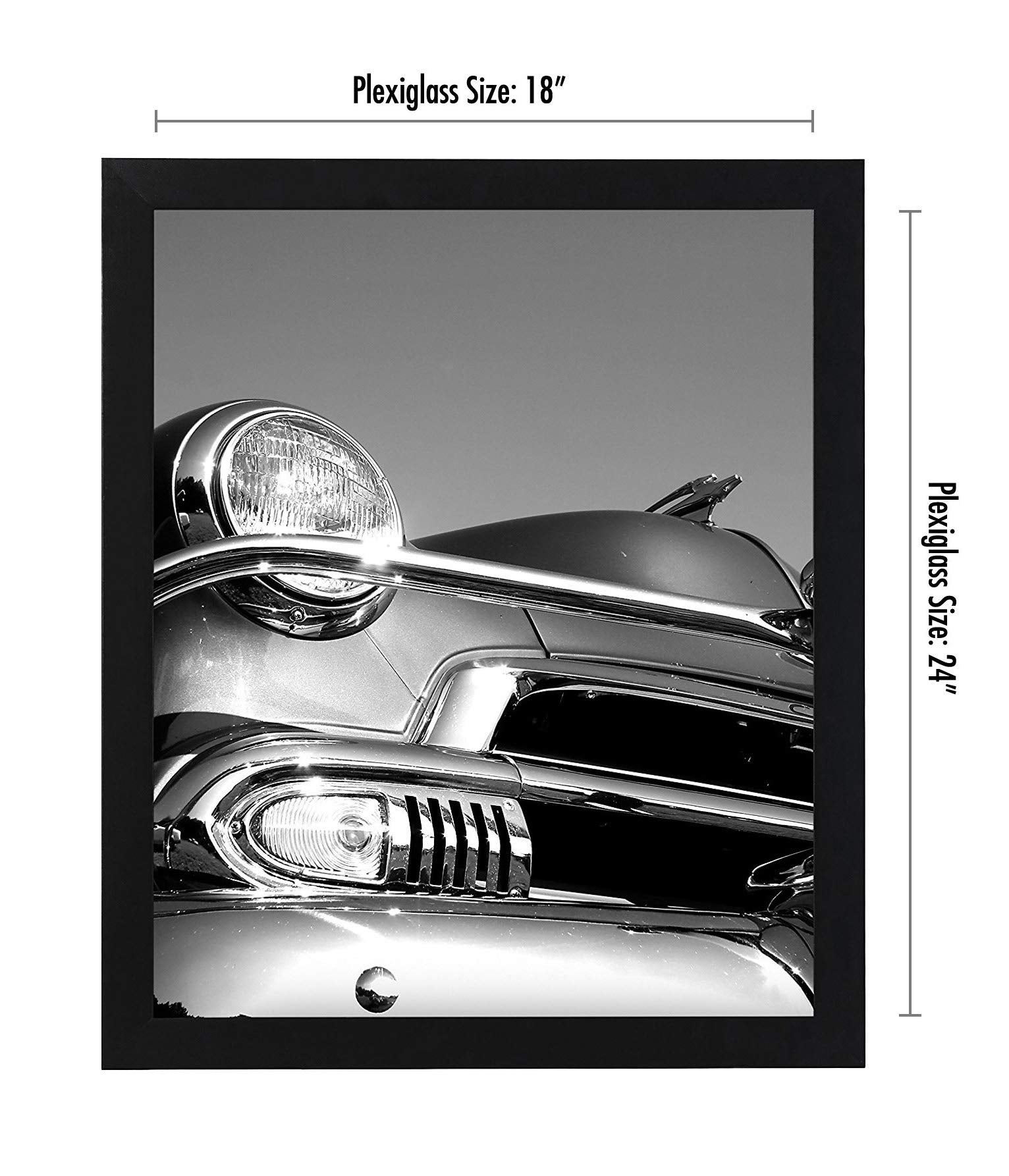 Side view of the Americanflat black frame highlighting its wide molding