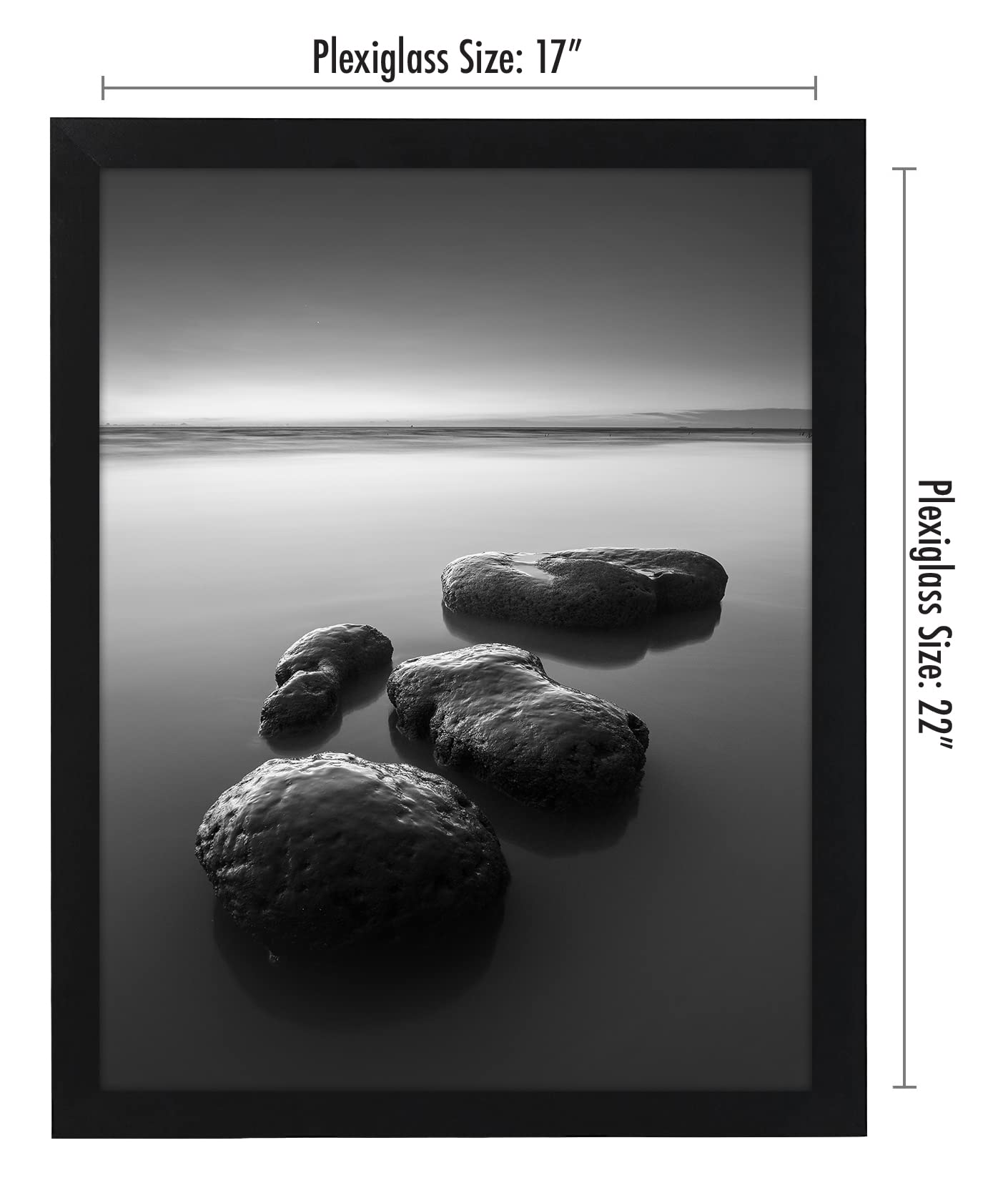 Americanflat wide-molding MDF frame in black enhances oversized photos with modern elegance.