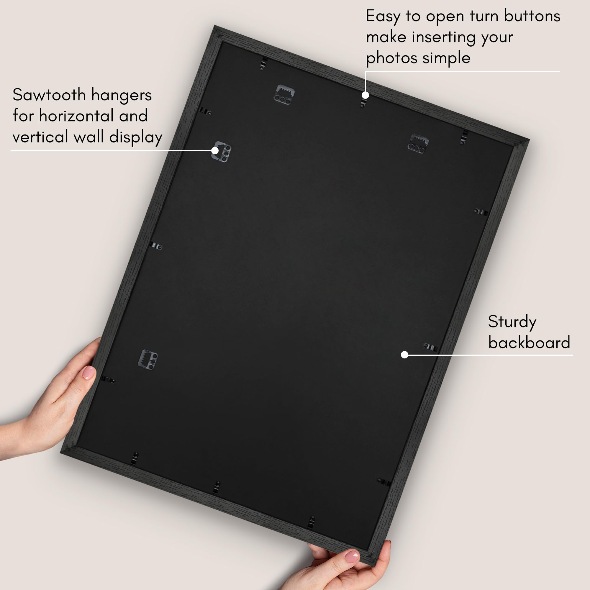 Americanflat black woodgrain finish with 1.1 inch border