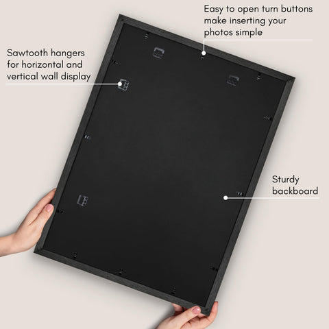 Americanflat black woodgrain finish with 1.1 inch border