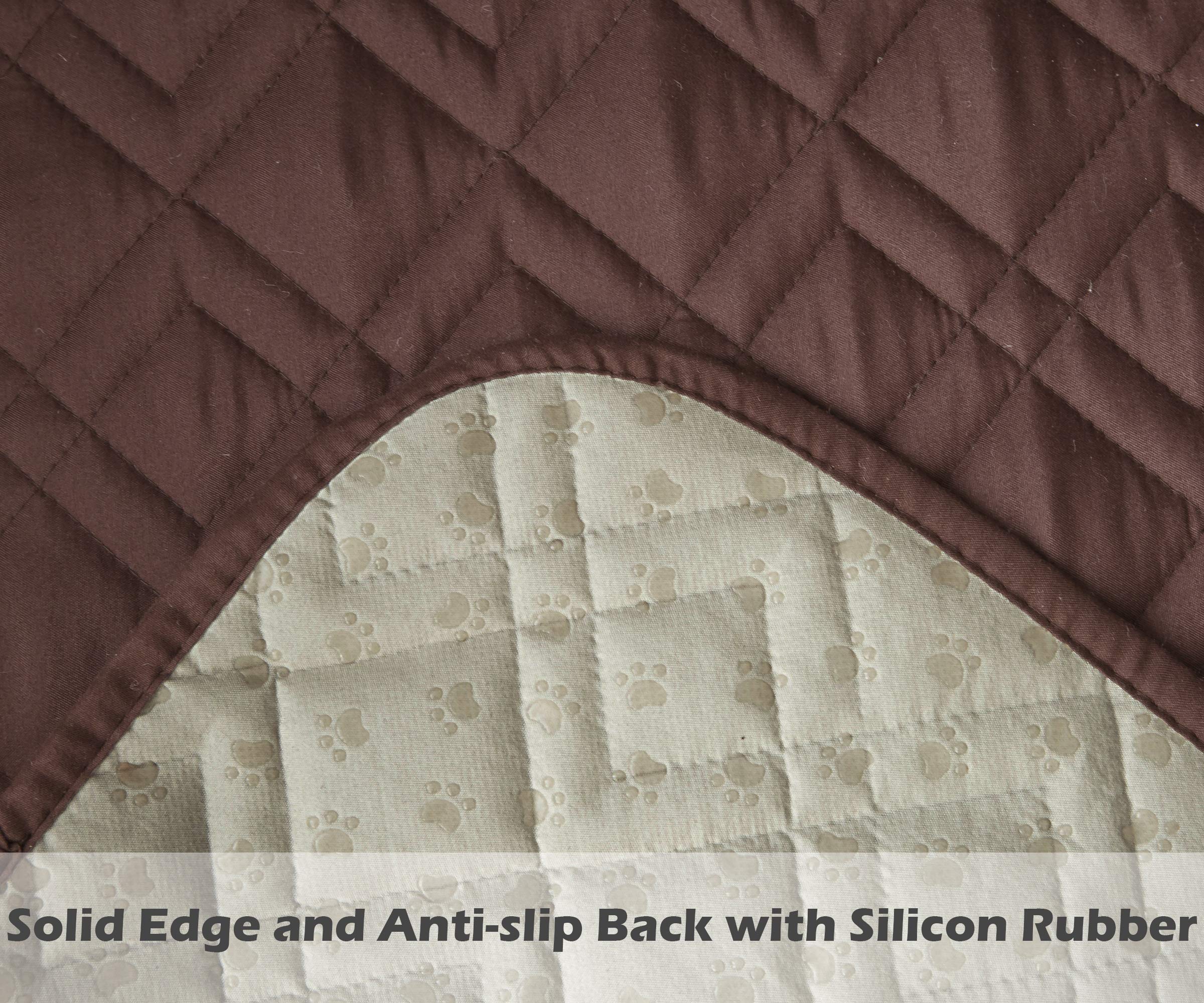 Ameritex five-layer quilted protector protecting a sofa from spills.