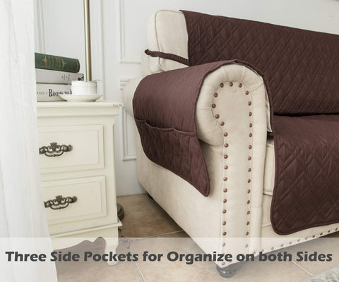 Ameritex recliner cover with side storage pockets for remotes and gadgets.