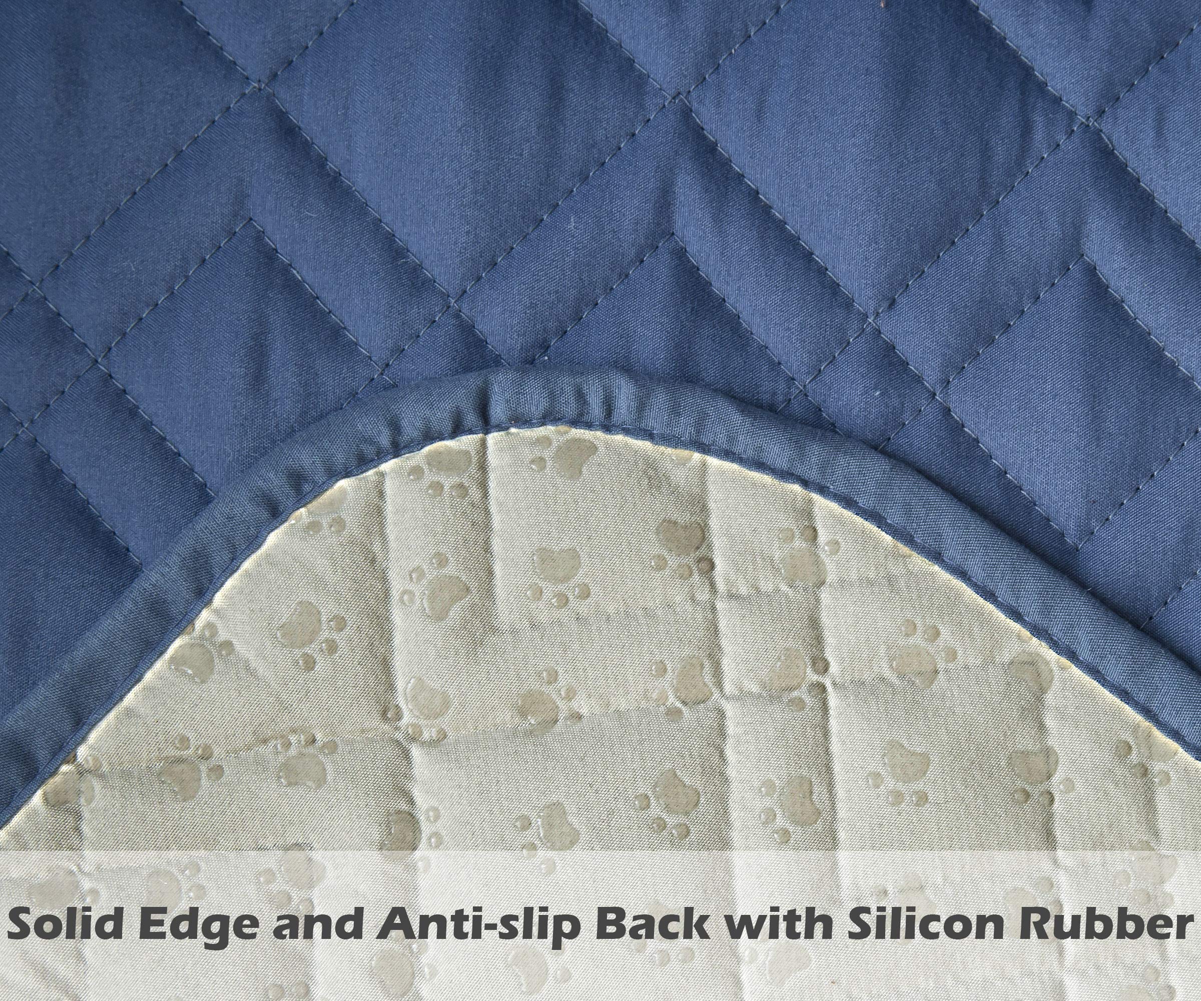 Waterproof surface detail on Ameritex blue recliner cover.