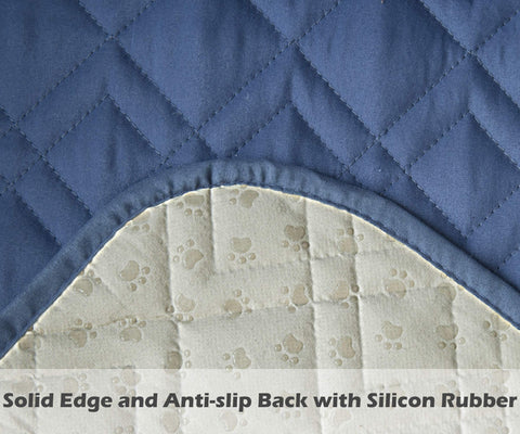 Waterproof surface detail on Ameritex blue recliner cover.