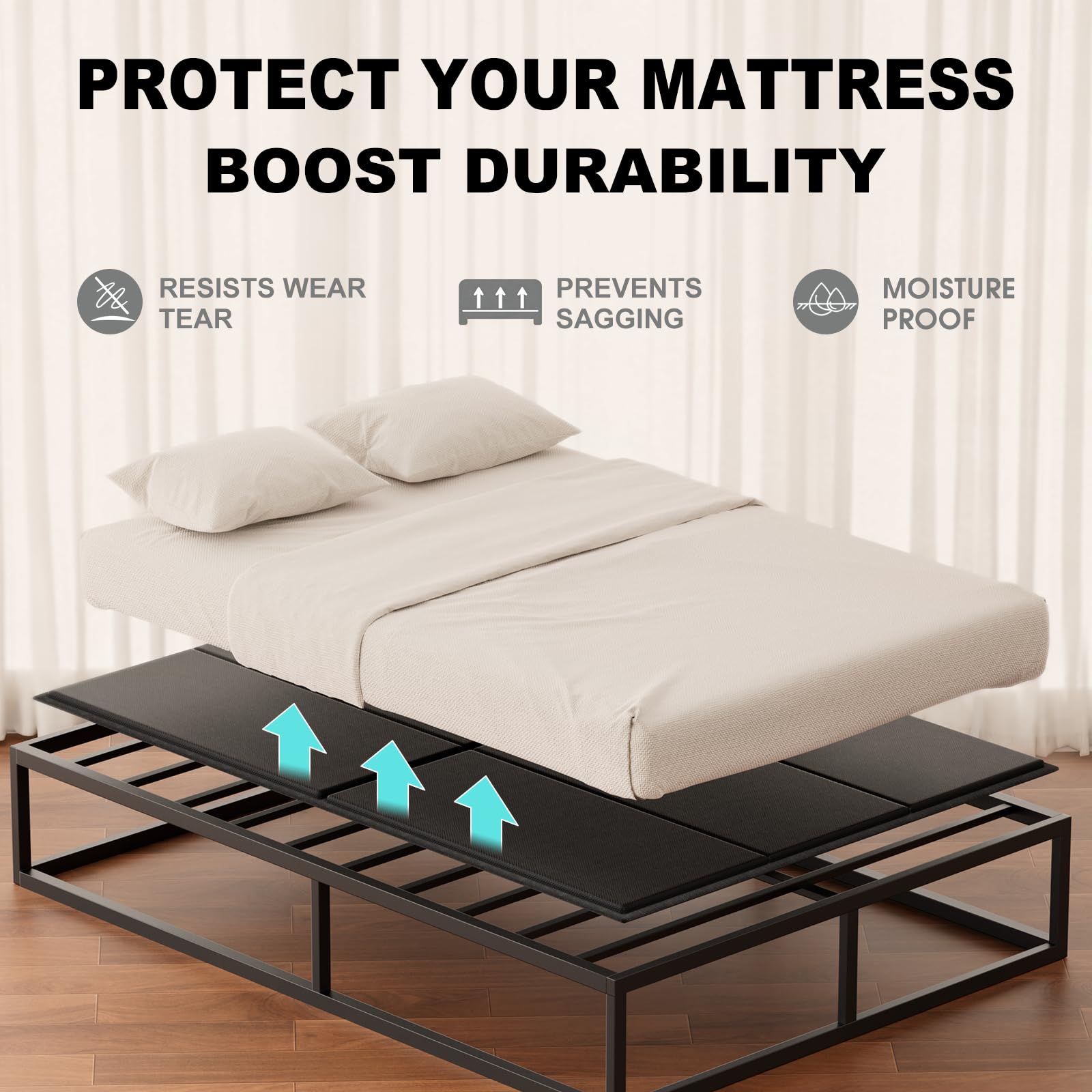 Ameruse Queen Bunkie Board 10mm high-density panel delivers sturdy, flat mattress support.