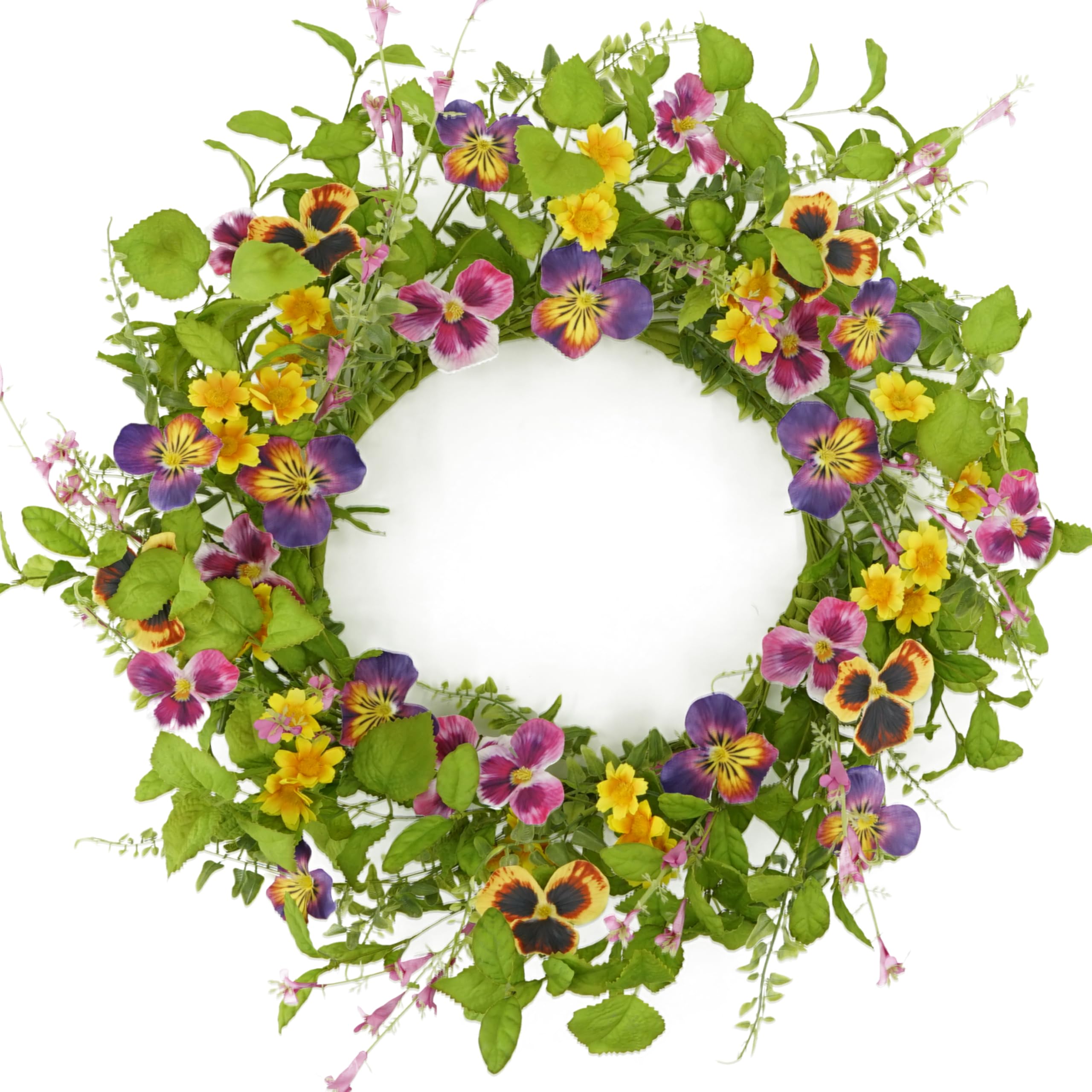 AMF0RESJ wreath with pansy flowers for year-round curb appeal