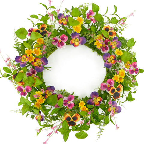 AMF0RESJ wreath with pansy flowers for year-round curb appeal