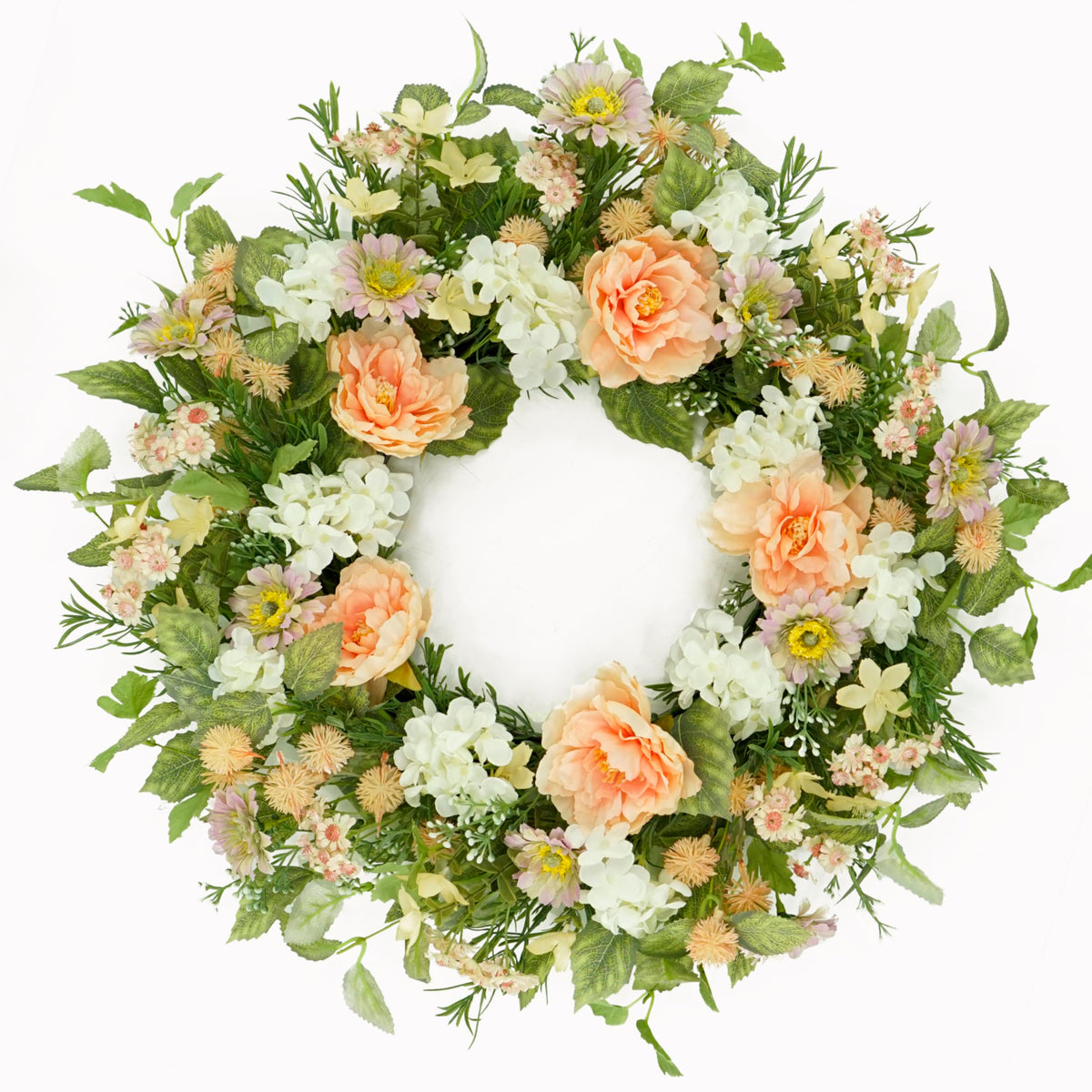 AMF0RESJ front door wreath with daisies adds welcoming curb appeal.