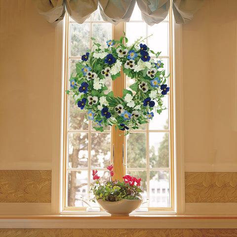AMF0RESJ wreath suitable for indoor or covered outdoor display with lasting color.
