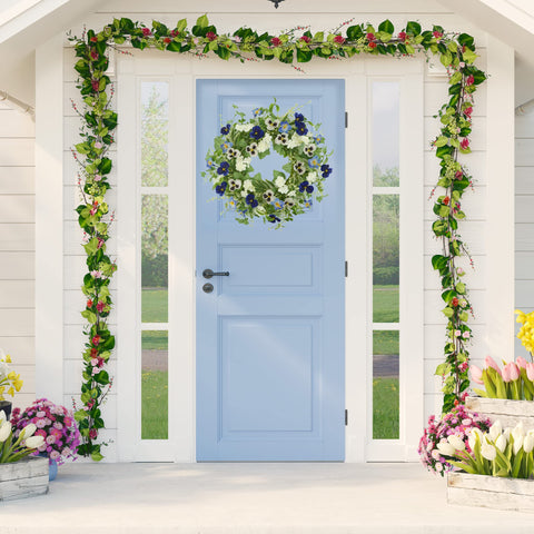 AMF0RESJ wreath featuring lavender morning glory for a soft seasonal touch.
