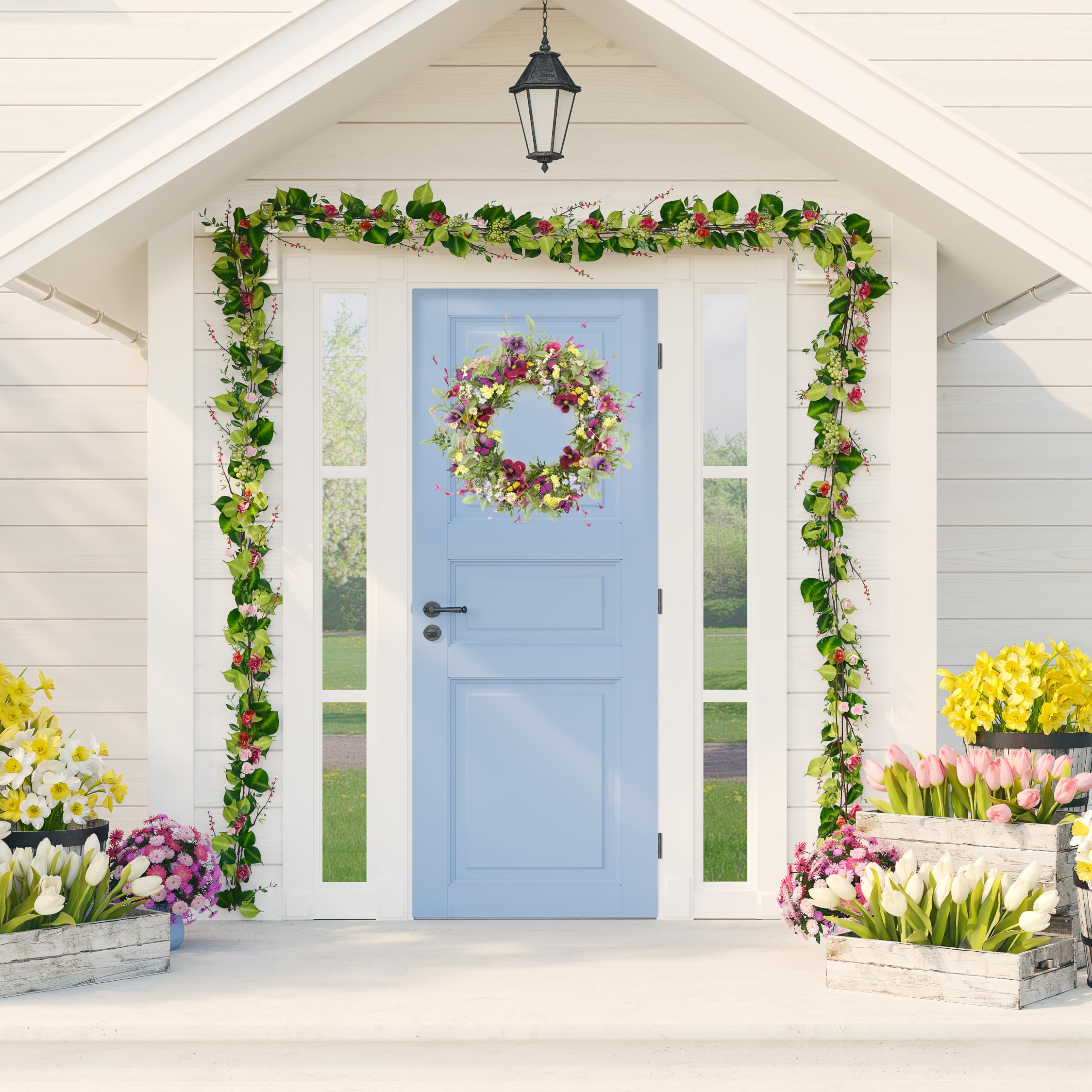 AMF0RESJ wreath with berry accents brightens outdoor entryways.