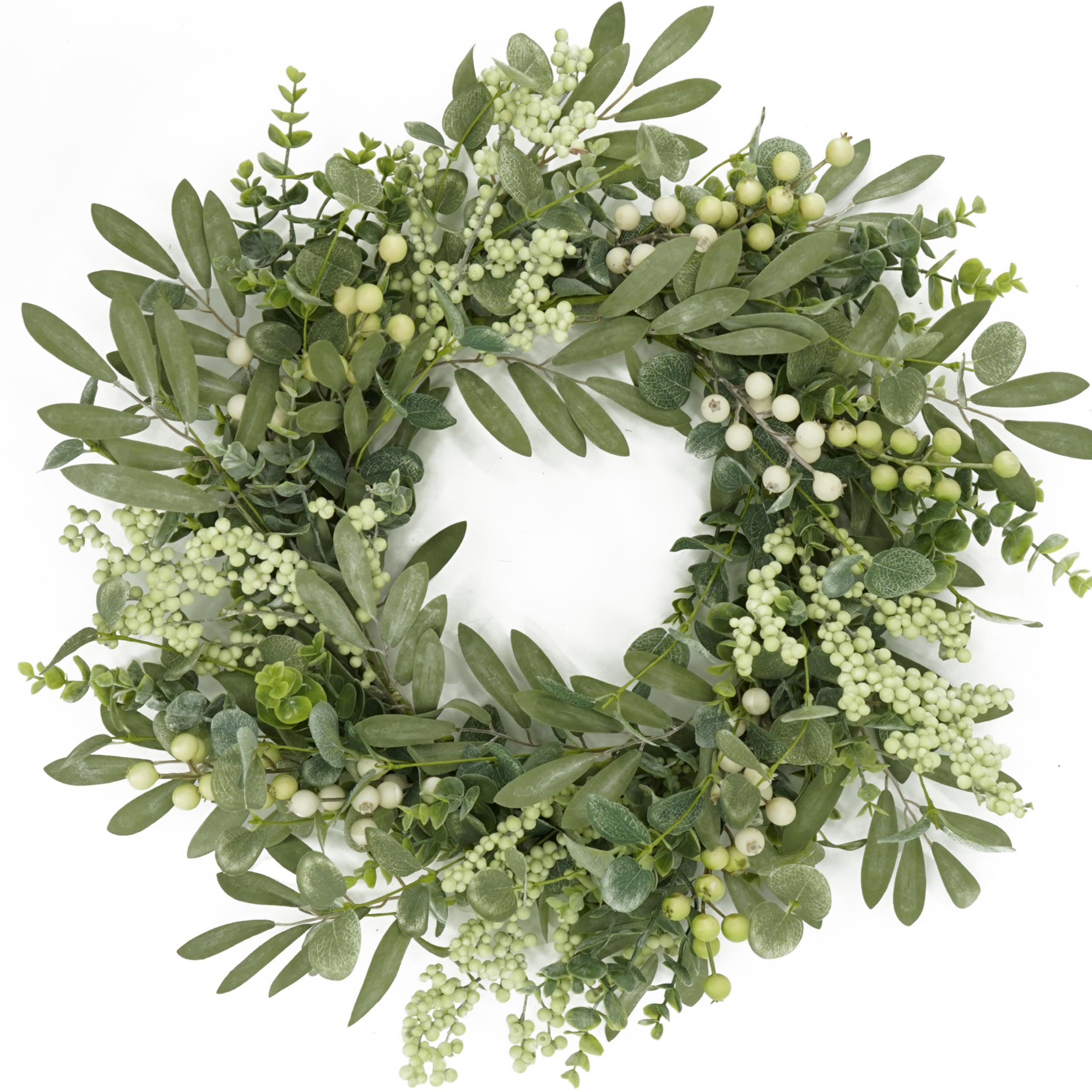 AMF0RESJ eucalyptus wreath on the front door creates a welcoming entry.
