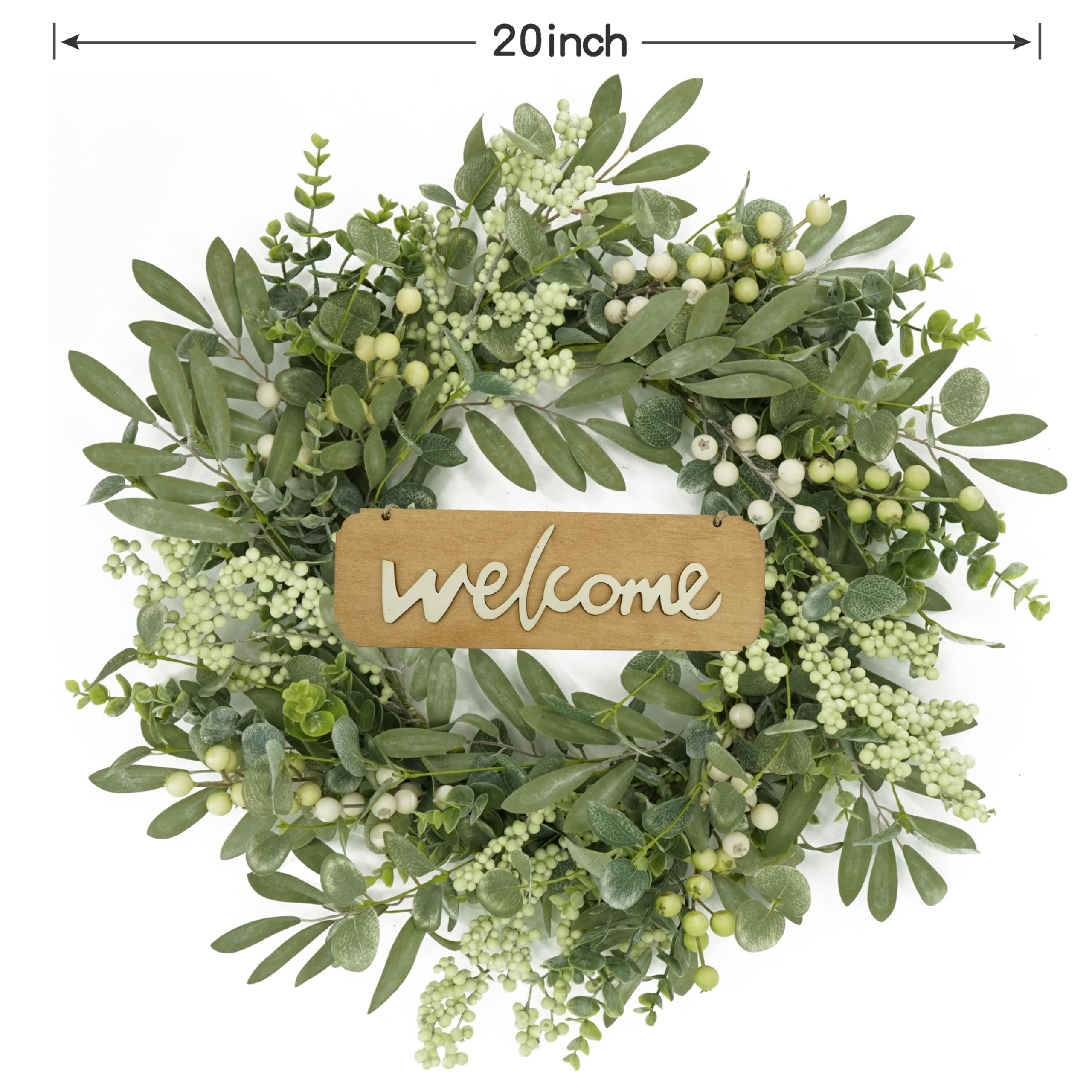AMF0RESJ eucalyptus wreath used as mantel decor for cozy vibes.