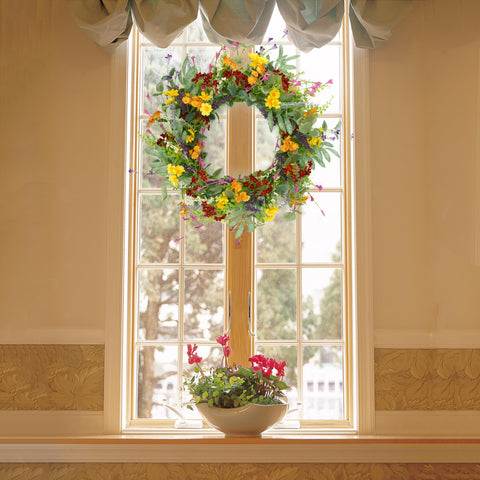 AMF0RESJ farmhouse-style wreath adds seasonal charm to entryways.