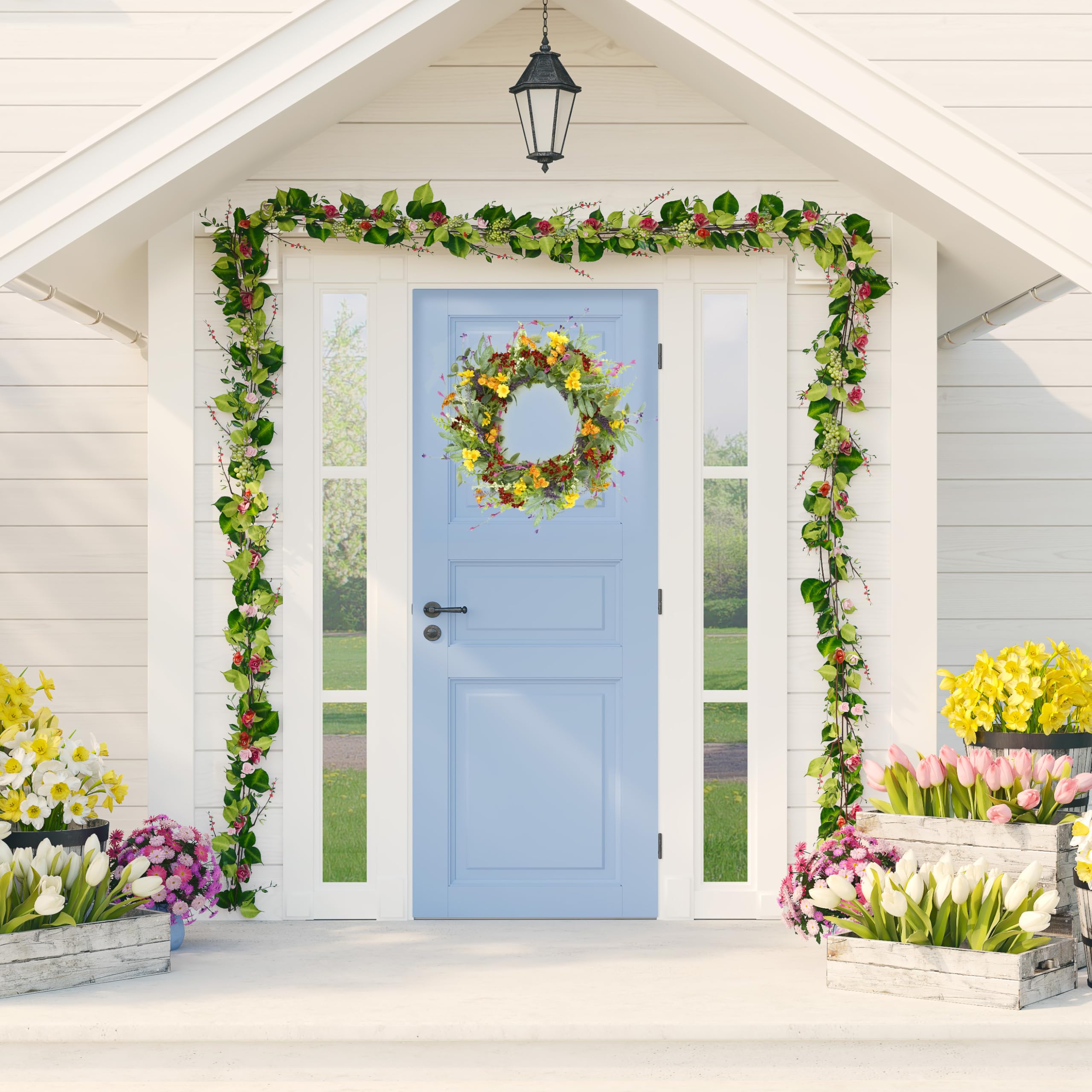 AMF0RESJ front door wreath packed in a white gift box for gifting.