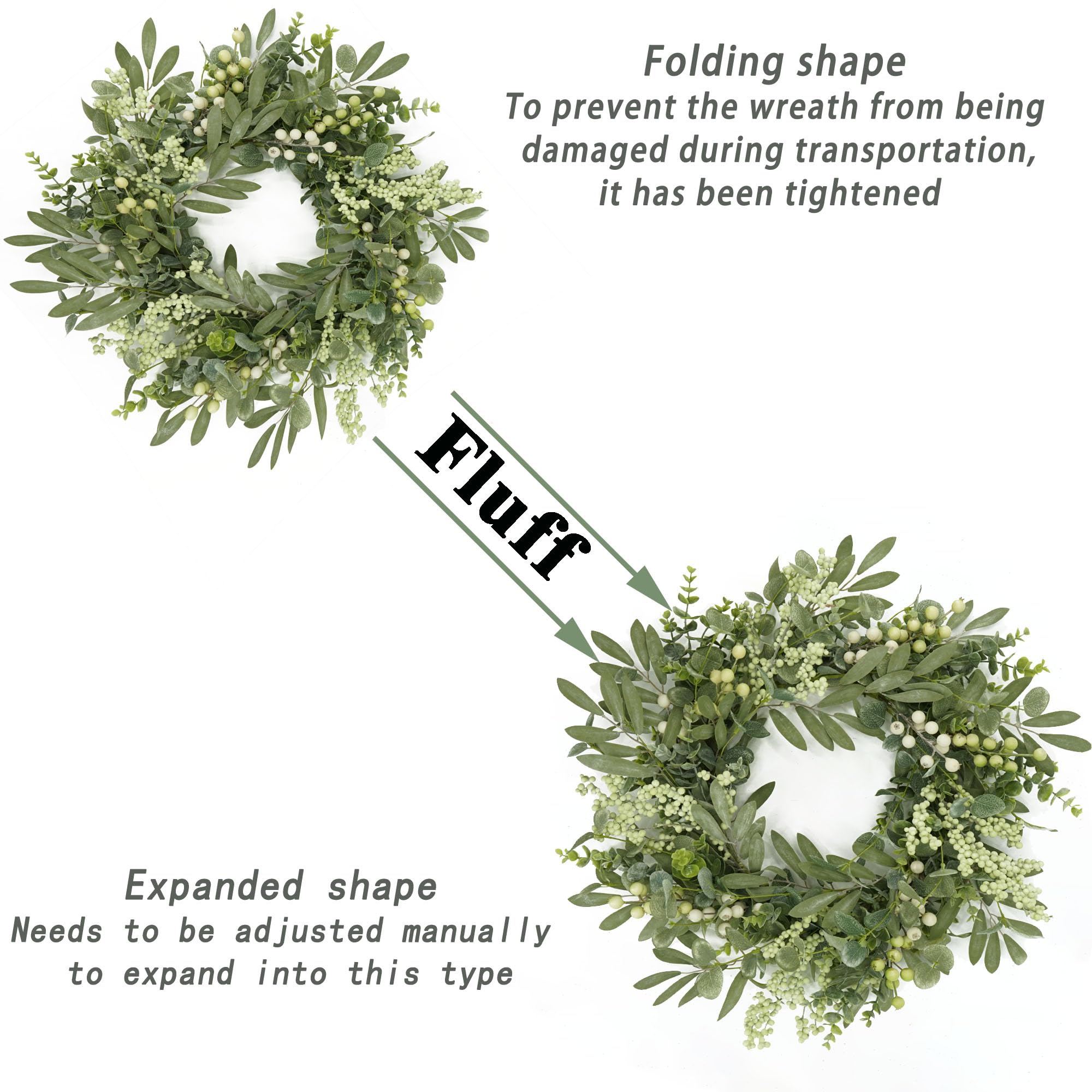 AMF0RESJ olive leaf wreath enhances window display with natural charm.