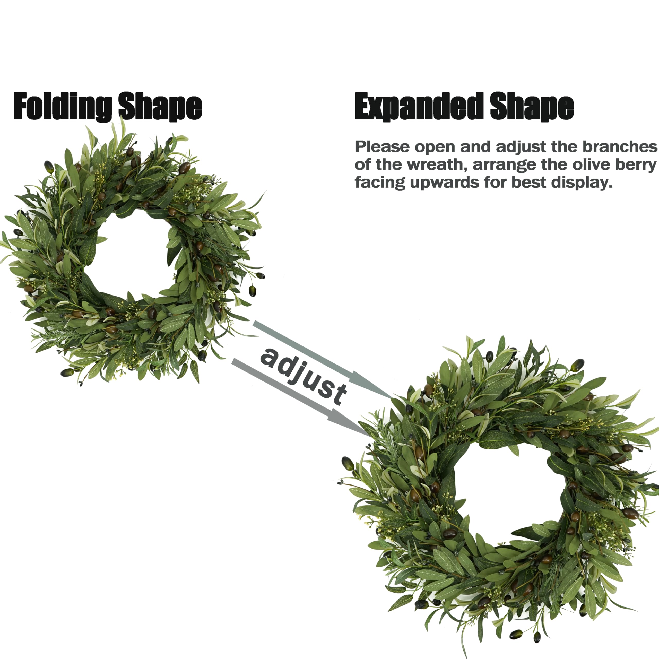 AMF0RESJ wreath hanging in a window display for versatile styling.
