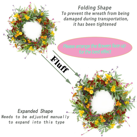 AMF0RESJ wreath with eucalyptus and lavender accents for indoor or outdoor use.