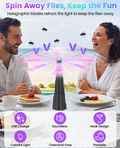 AMFLOWER Fly Fans for Tables in a kitchen setup delivering silent protection