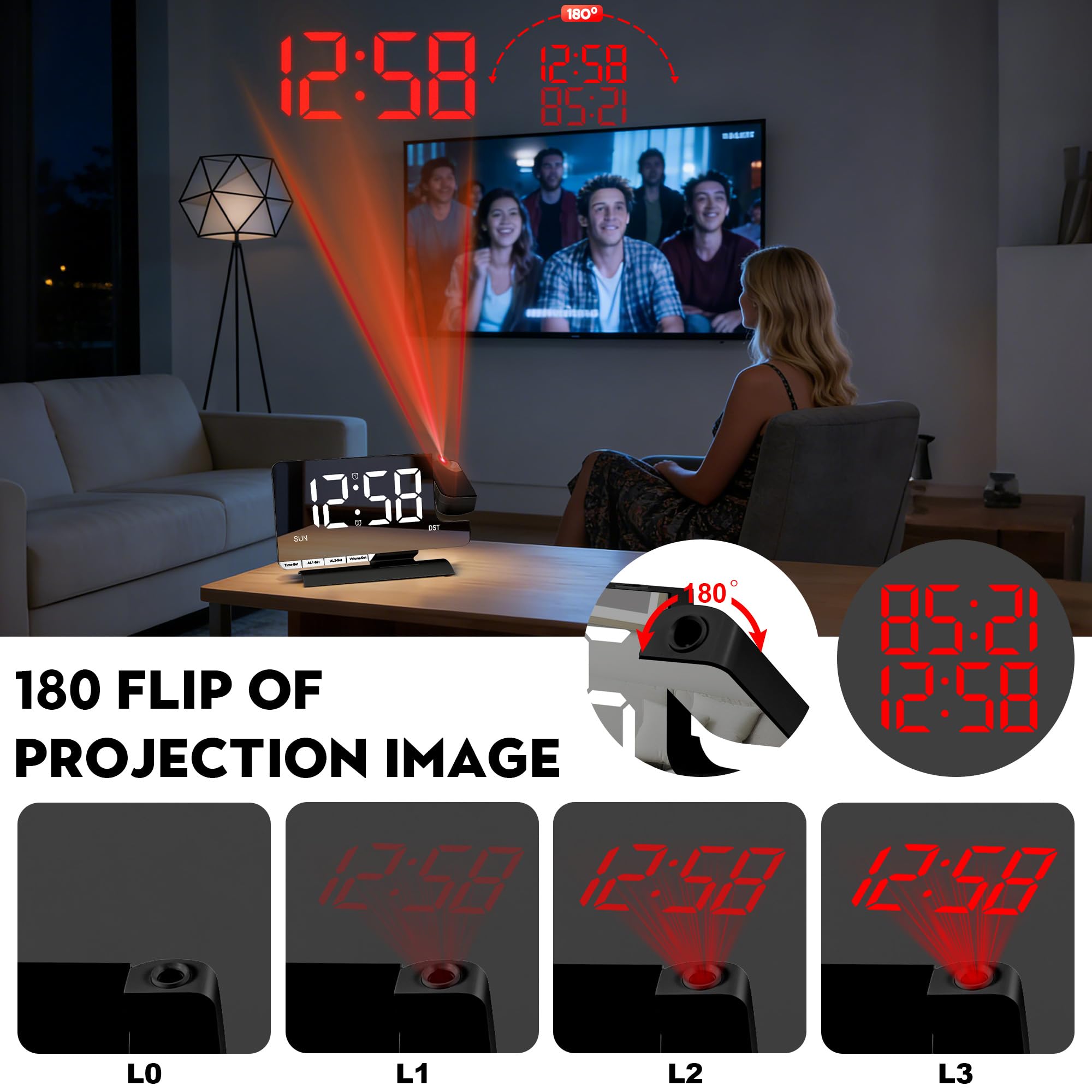 Amgico mirror-display digital clock adds modern style to desk or nightstand