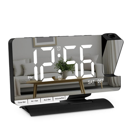 Amgico projection alarm clock with 7.3-inch display for easy viewing day and night