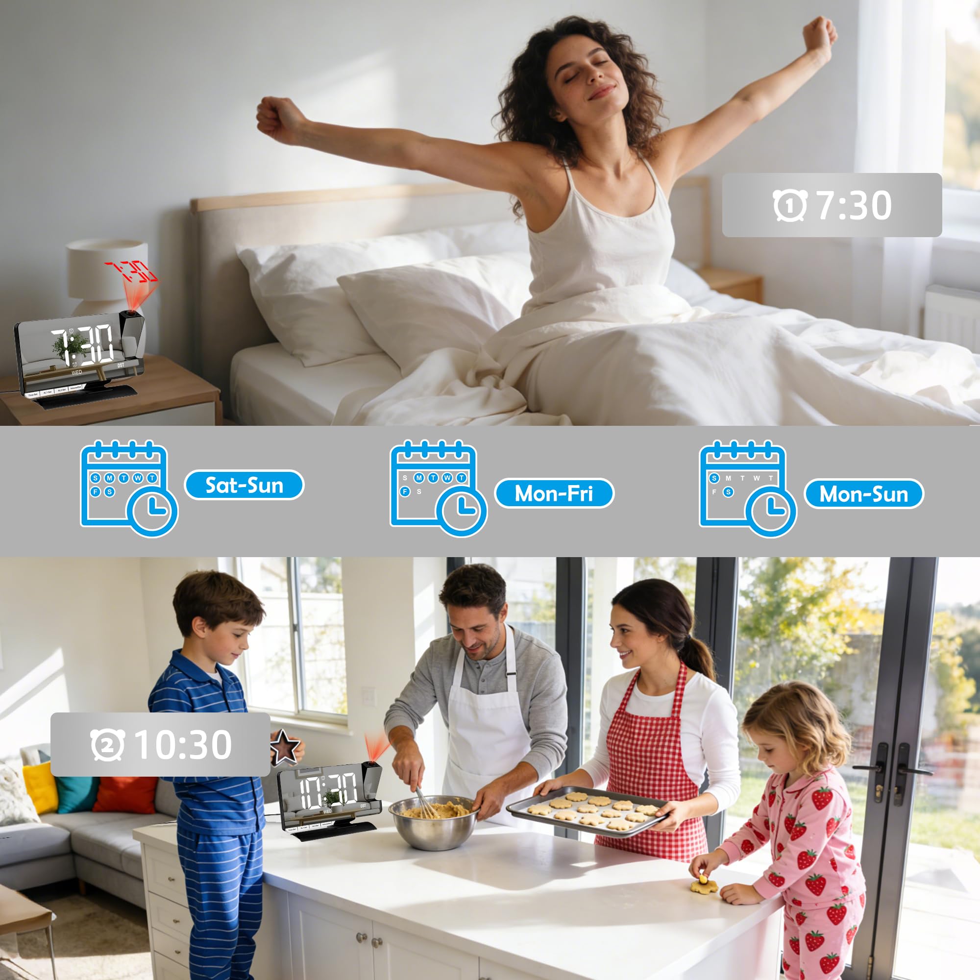 Amgico clock provides USB-C and USB-A ports for convenient device charging