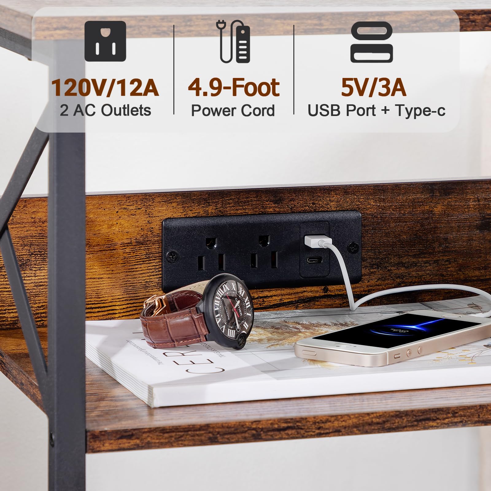AMHANCIBLE three-tier record stand in brown offers organized vinyl storage