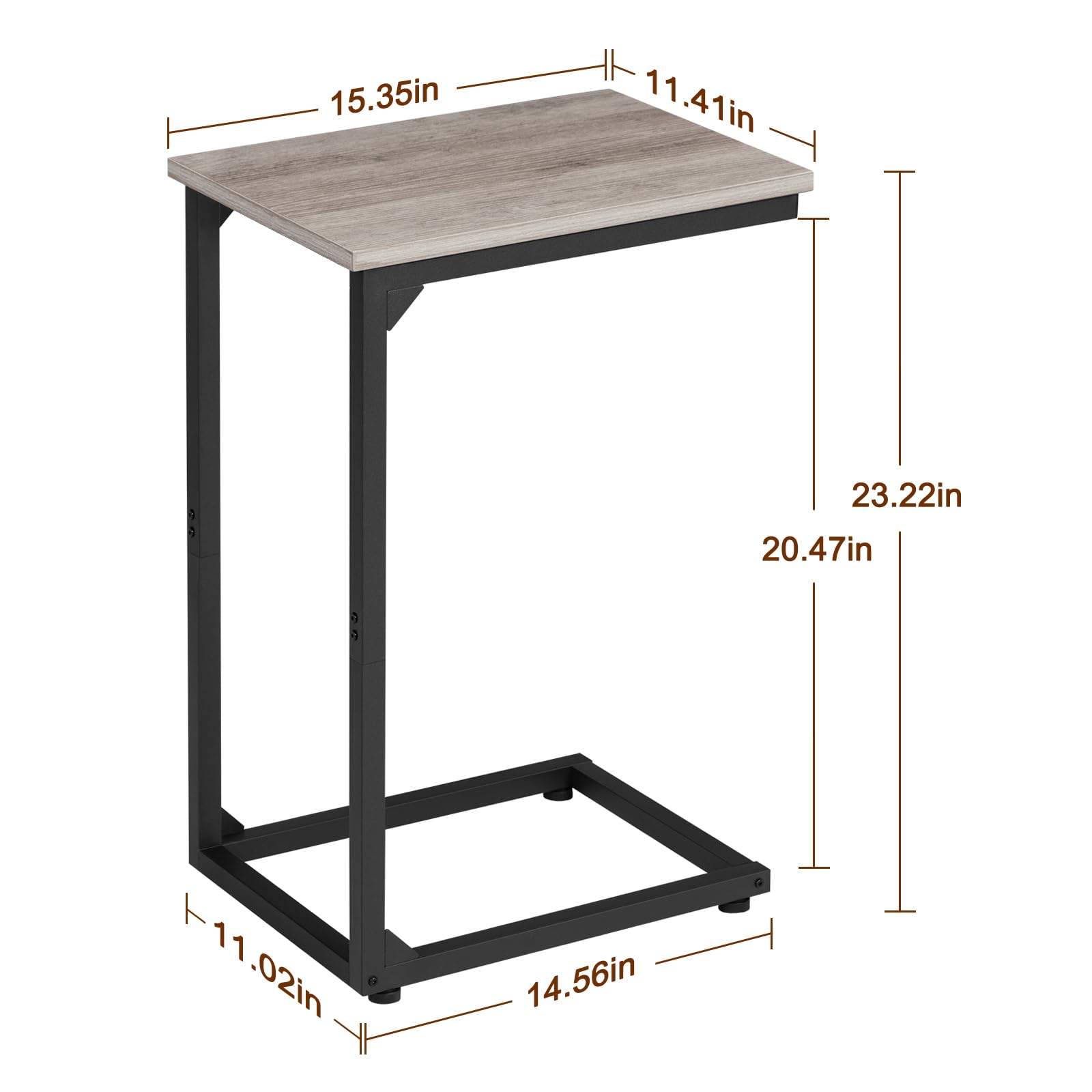 AMHANCIBLE end table with adjustable feet for level floors